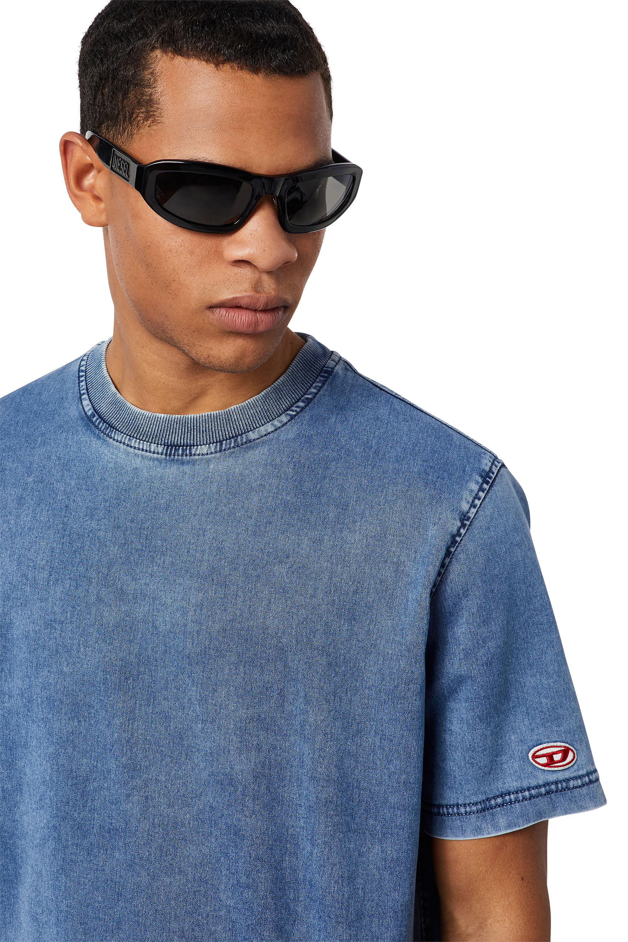 Diesel - D-BIGGOR TRACK DENIM T-SHIRT, Light Blue - Image 5