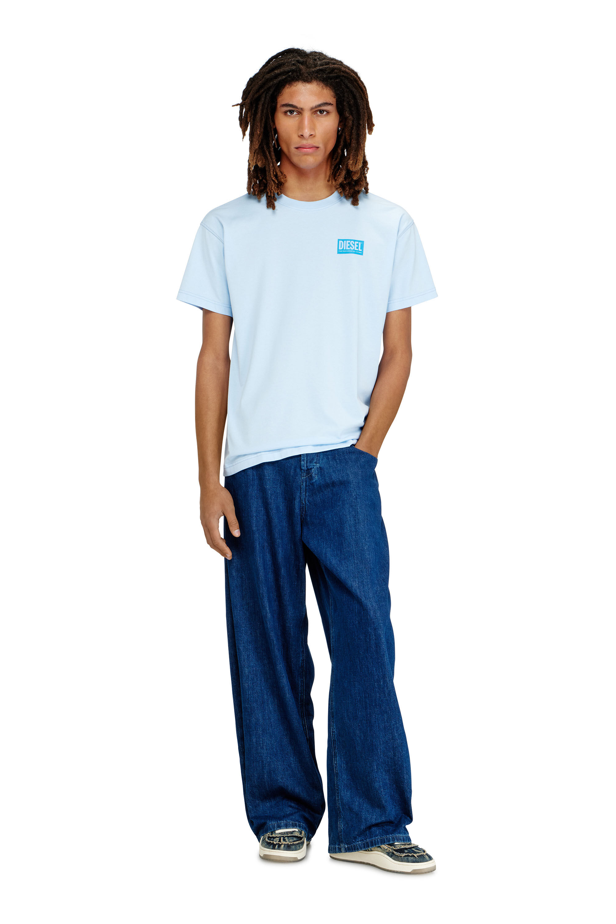 Men's T-shirt with plastisol print | Blue | Diesel FI