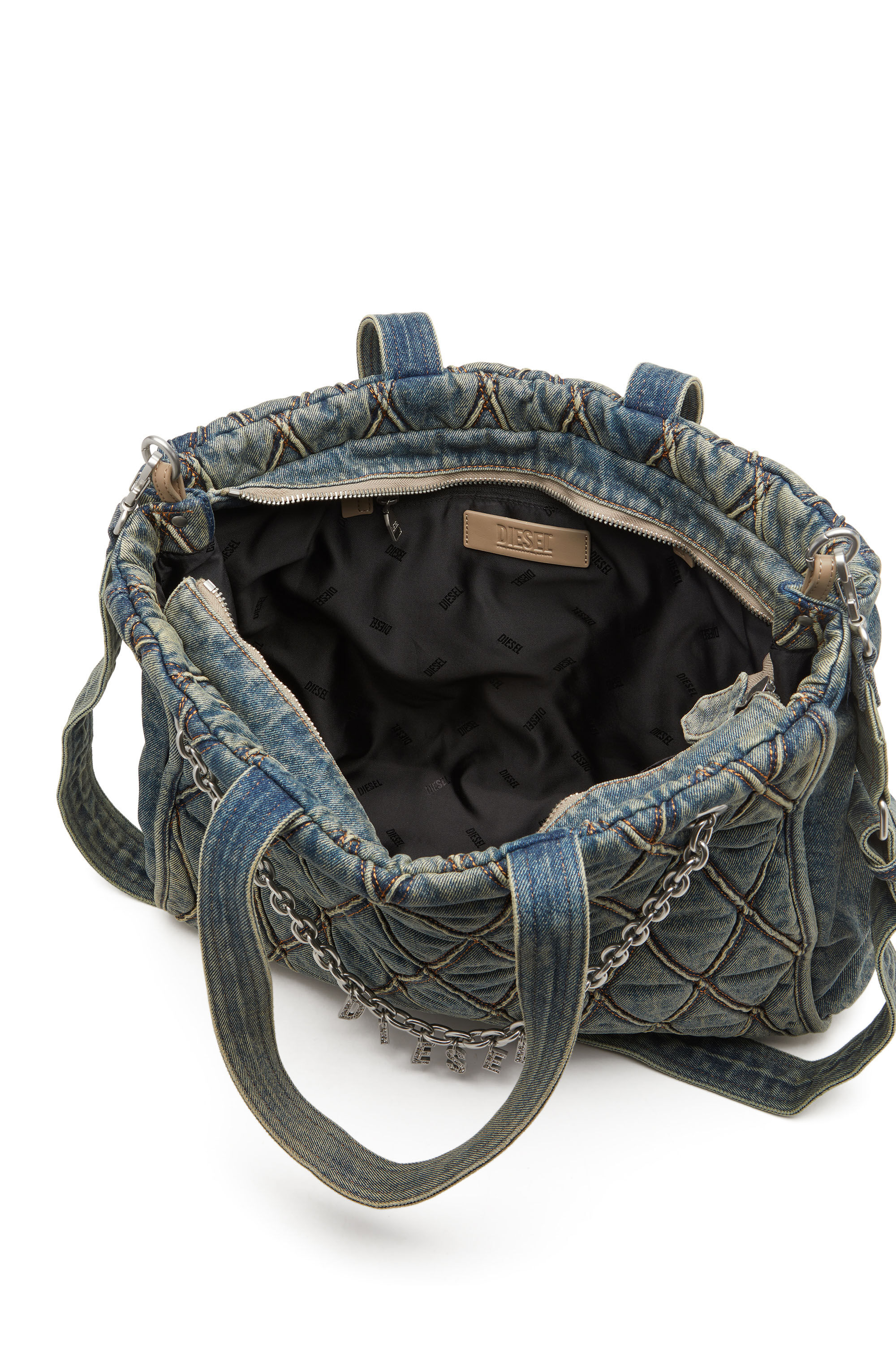 Diesel ディーゼル charm-d shopper ショッパー デニム Women's Charm-D-Tote bag in Argyle quilted denim | Blue | Diesel
