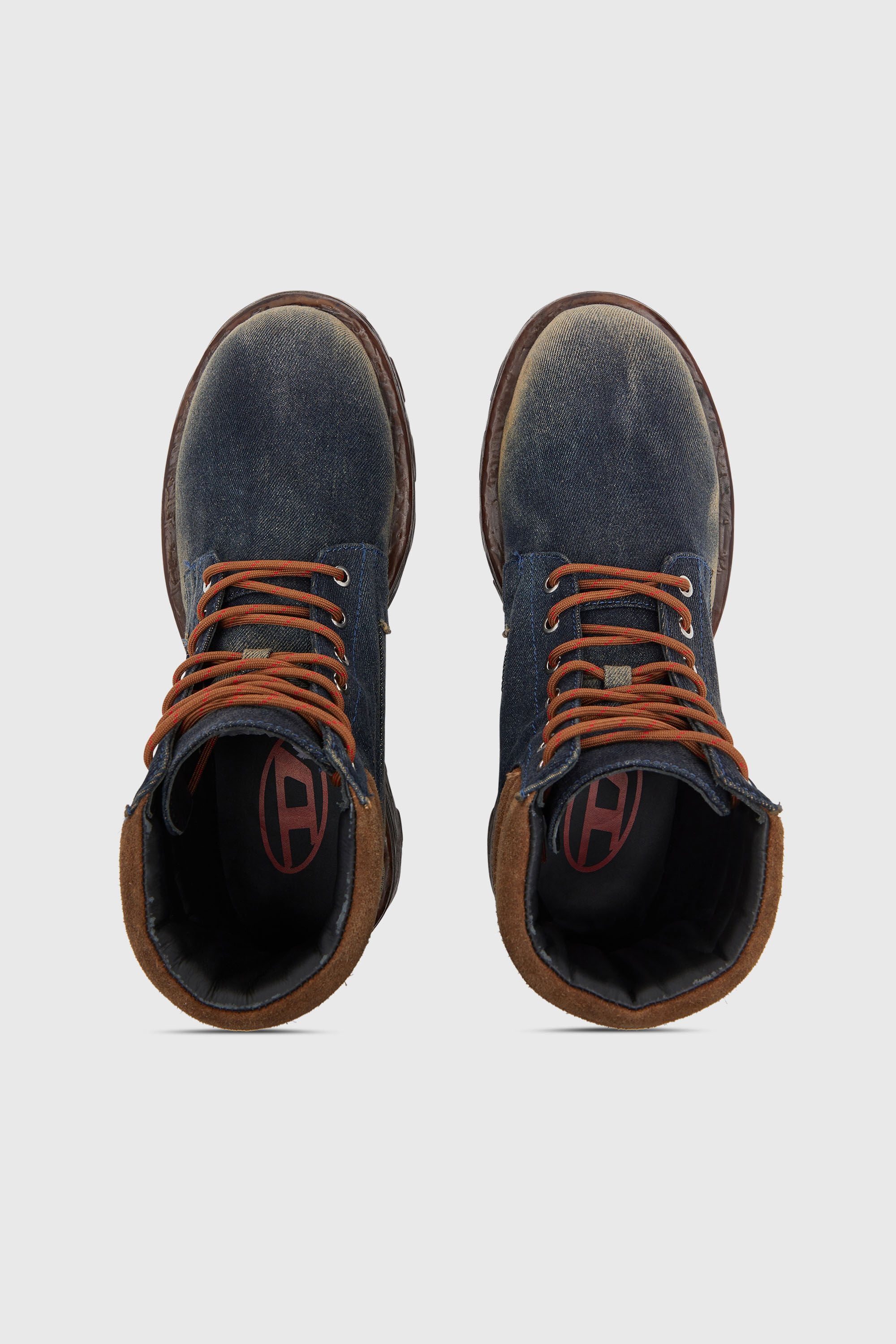 Diesel - D-HAMMER LACE UP, Man's D-Hammer-Combat boots in denim and suede in Dark Blue - 4