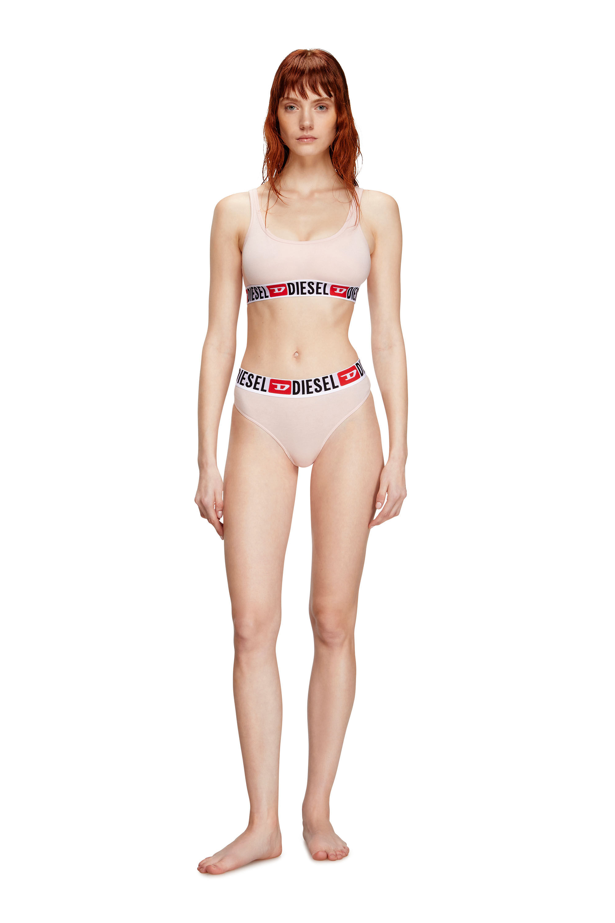 Diesel - UFSB-ORIBA, Woman's Bralette with logo band in Pink - 1
