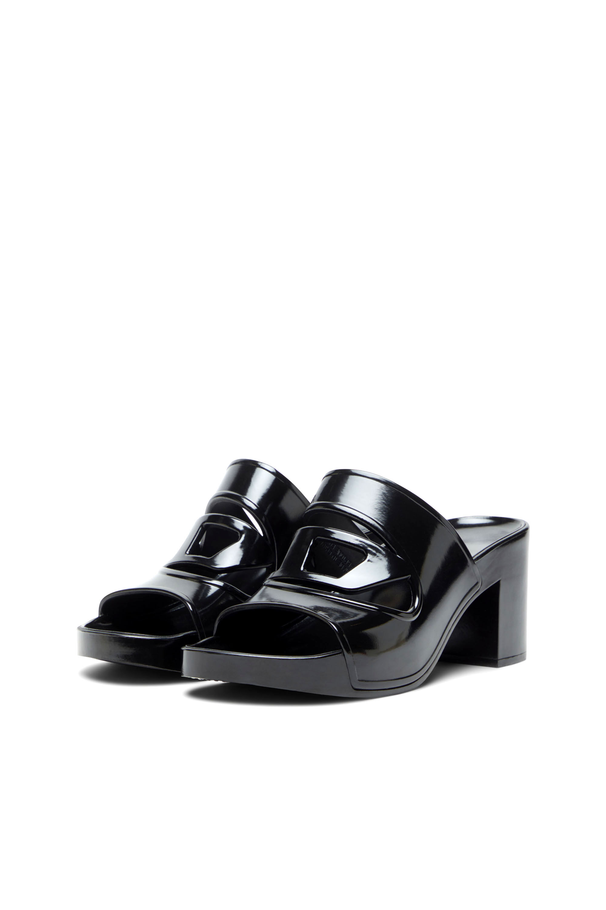 Women's Sa-Bonnie-Heeled rubber slides with cut-out logo