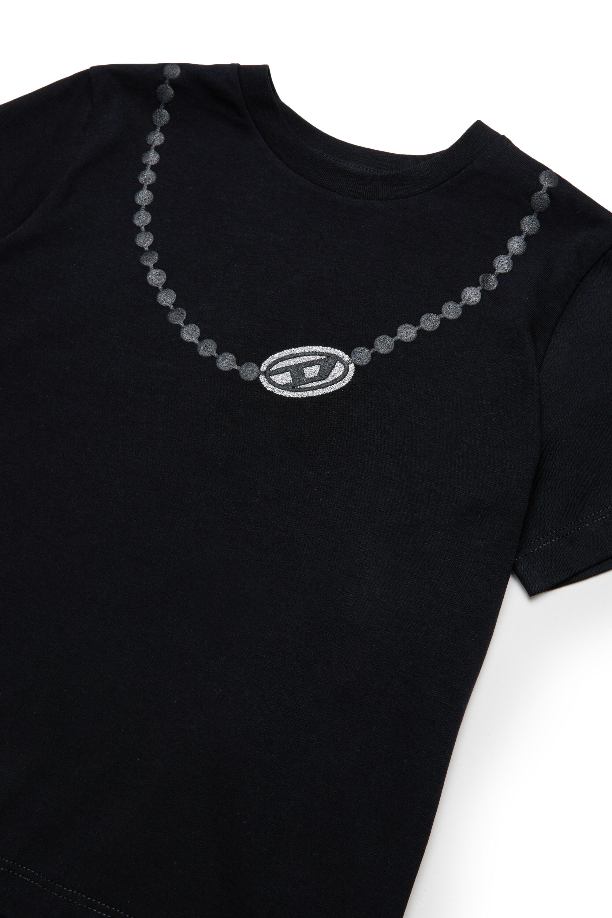 Diesel - TICLA, Woman's Cotton T-shirt with necklace print in Black - 3