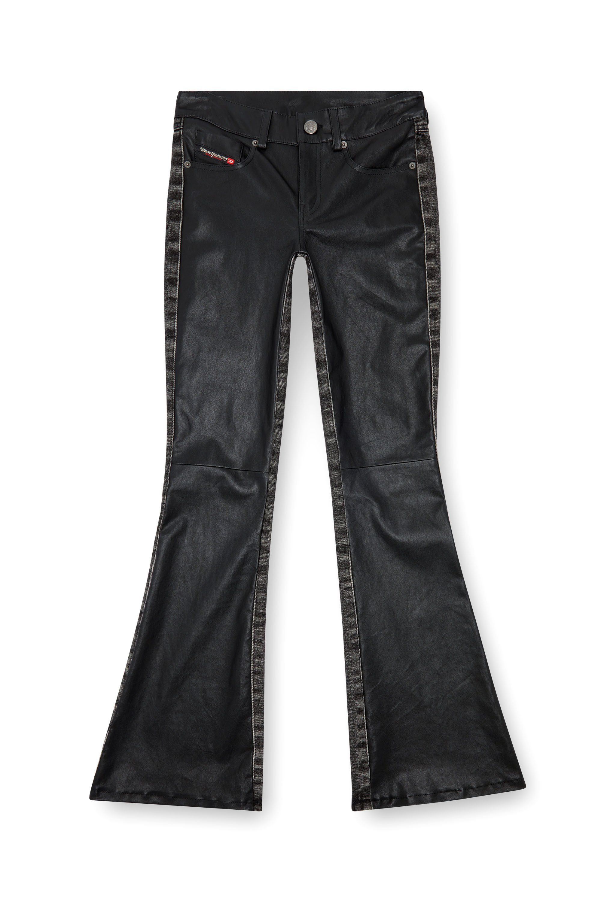 Diesel - L-OVELY, Woman Bootcut pants in leather and denim in Black - Image 2