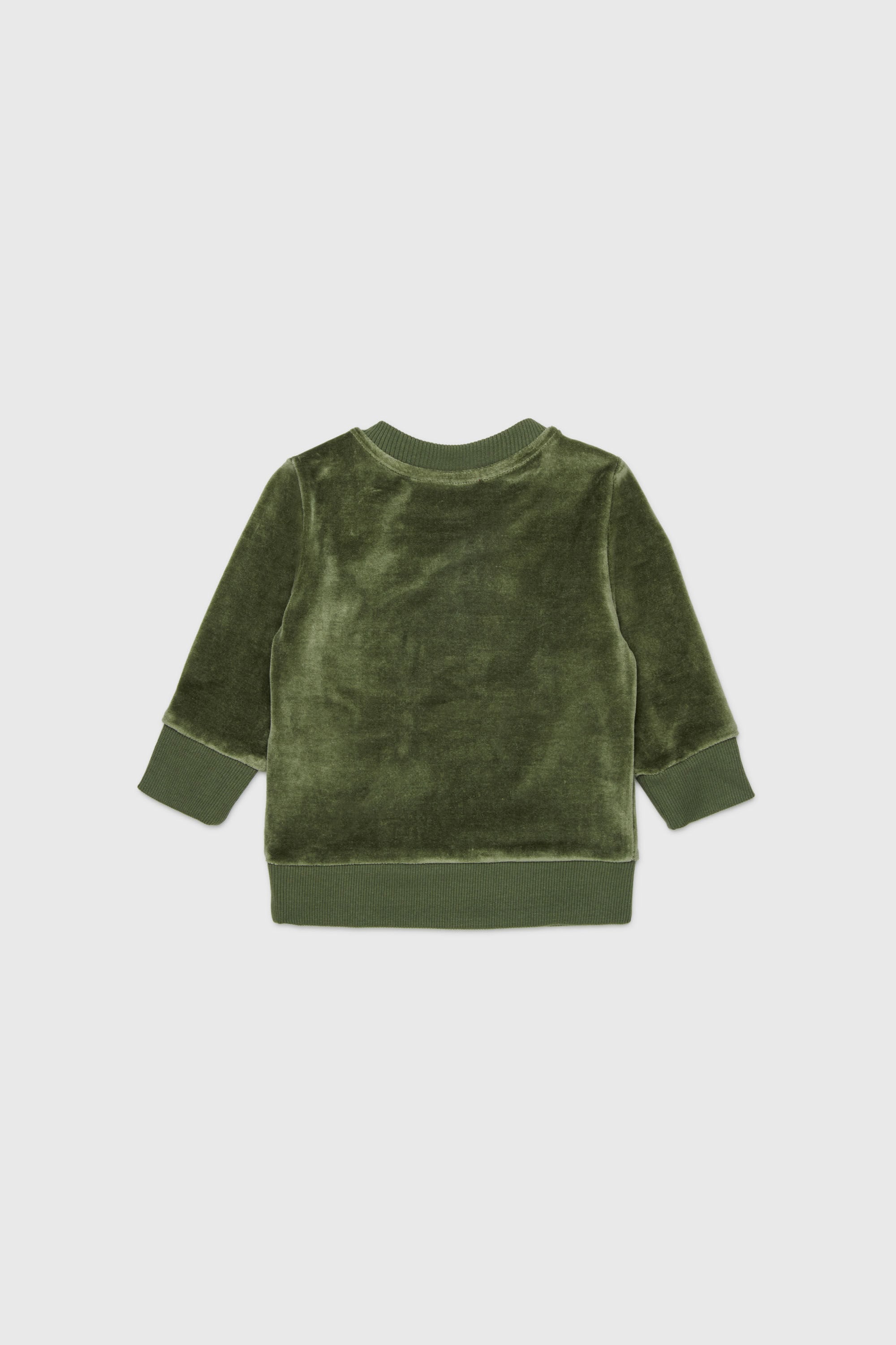 Diesel - SHENIB, Man's Velvet sweatshirt with Oval D embroidery in Green - 2