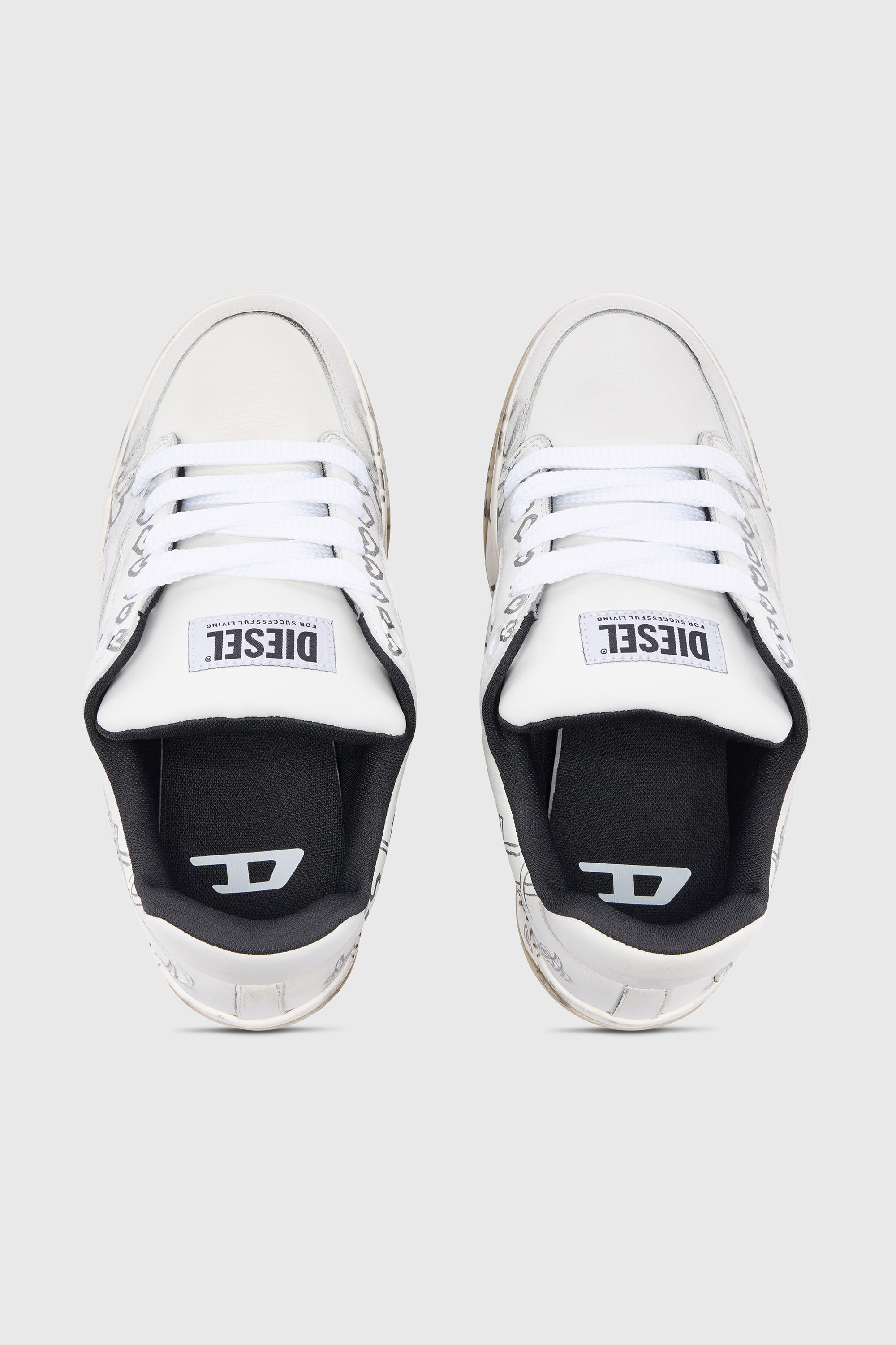 dele ディーリーPREMIUM undeleted EDITION… Men's D-Ollie-Leather sneakers with graffiti print | White | Diesel FI