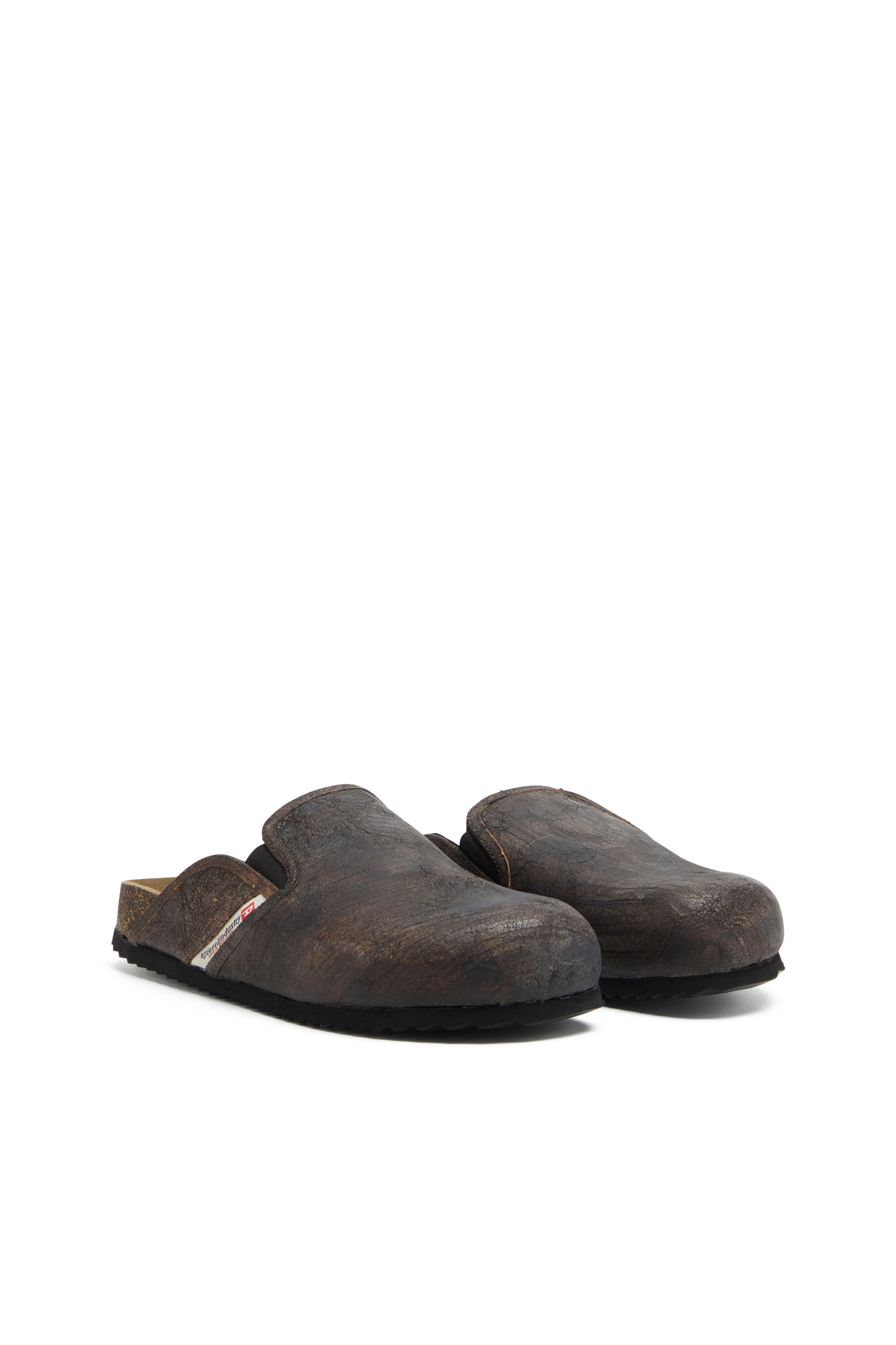Men's D-Woodstock-Clogs in crackle-effect suede | Brown | Diesel