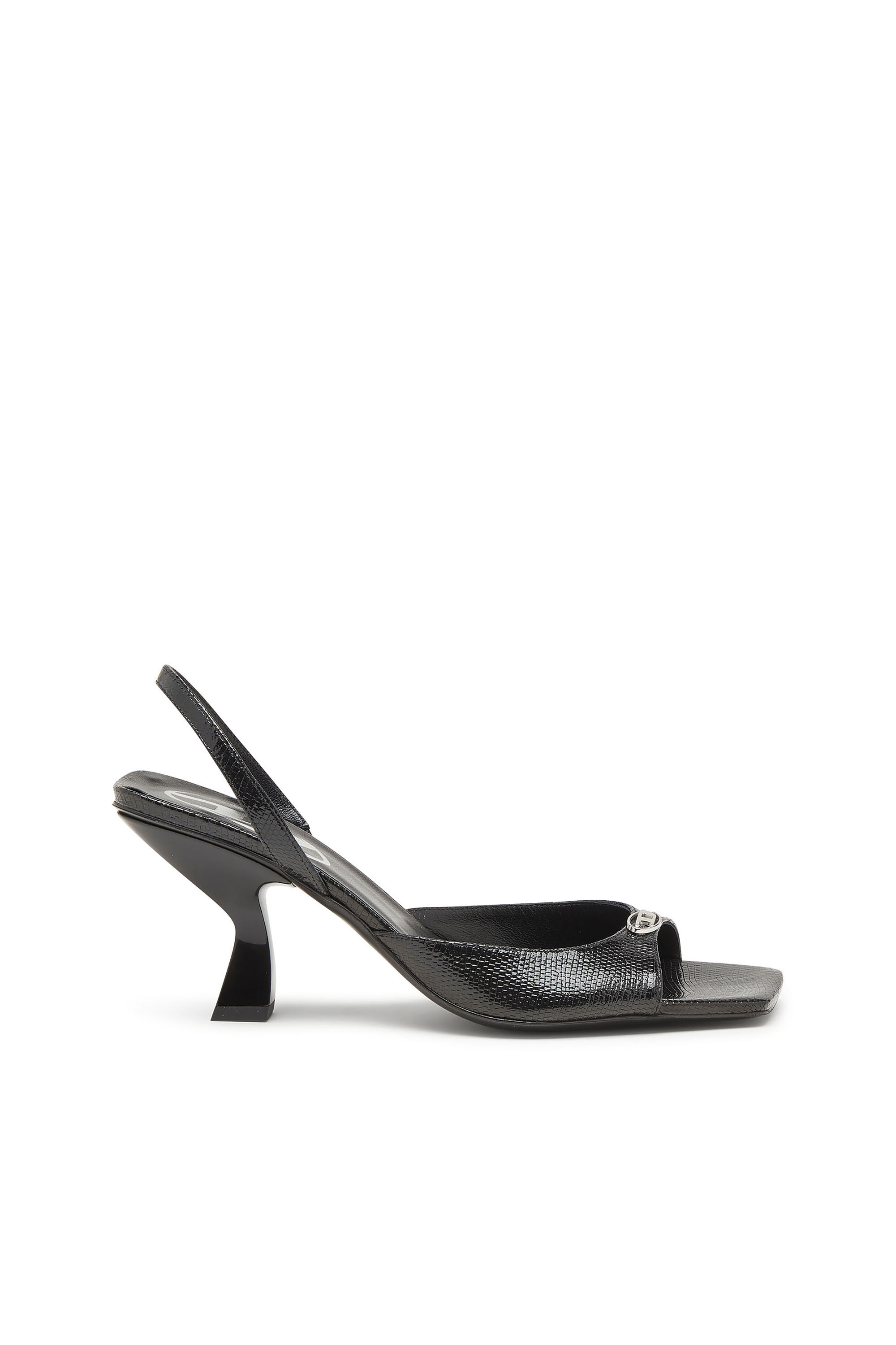 Women's D-Amber-Slingback sandals in lizard-effect leather | Black
