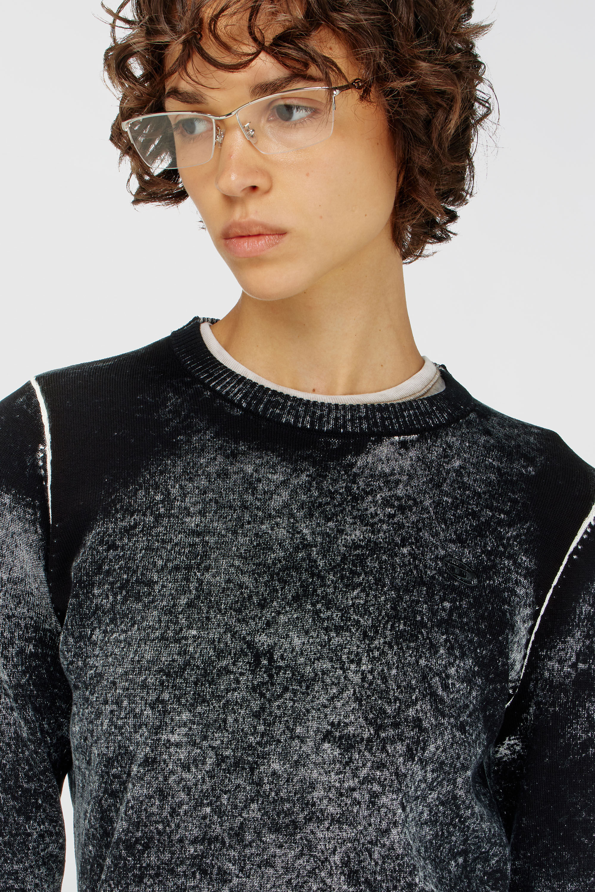 Diesel - M-LOVRE, Woman's Jumper with faded reverse print in Grey/Black - 5