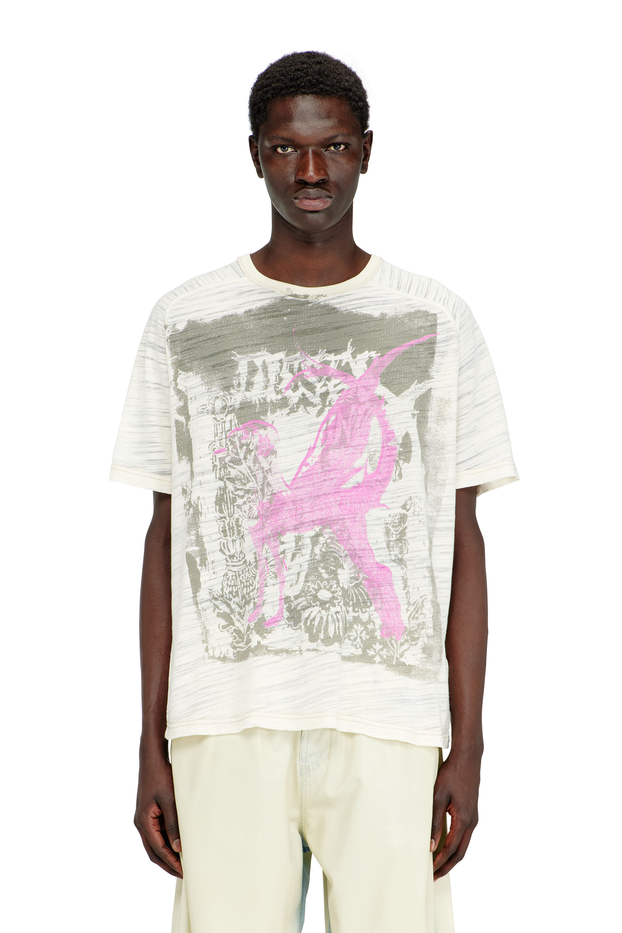 Diesel - T-JALO-A, Man's T-shirt with graphic print in White - 3