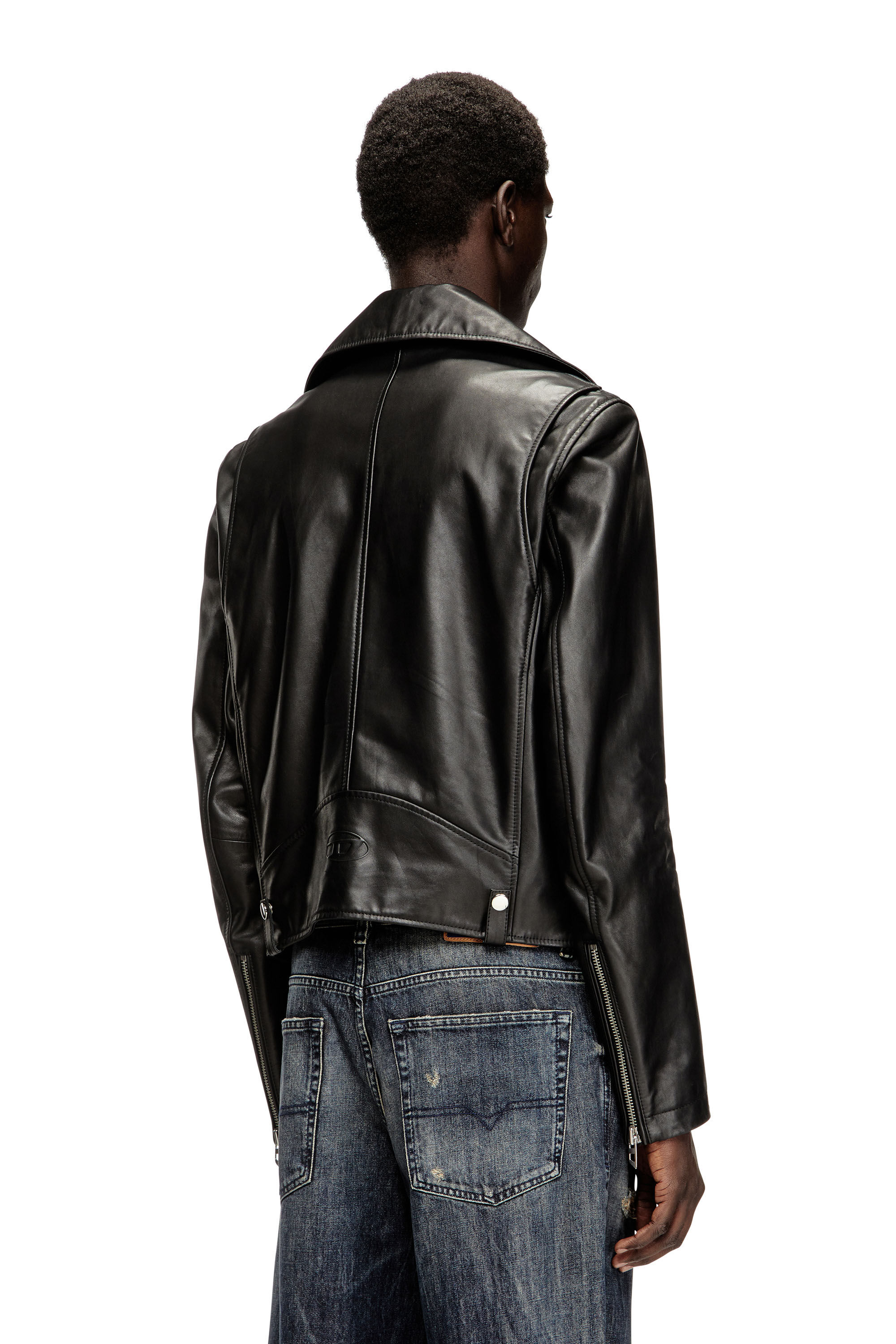 Men's Biker jacket in waxed leather | Black | Diesel FI