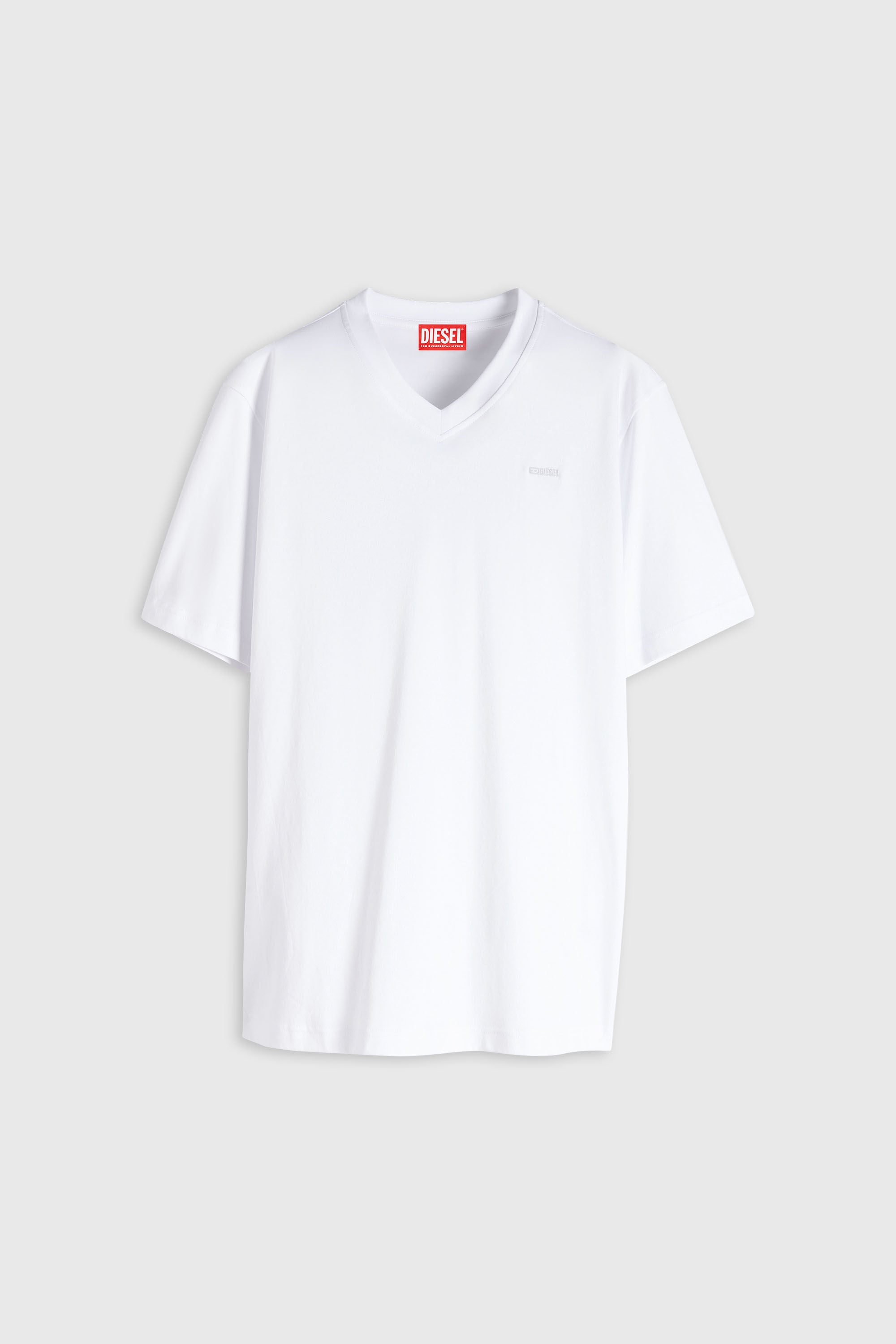 Diesel - T-ADJUST-V-MICRODIV, Man's V-neck T-shirt with micro logo embroidery in White - 2