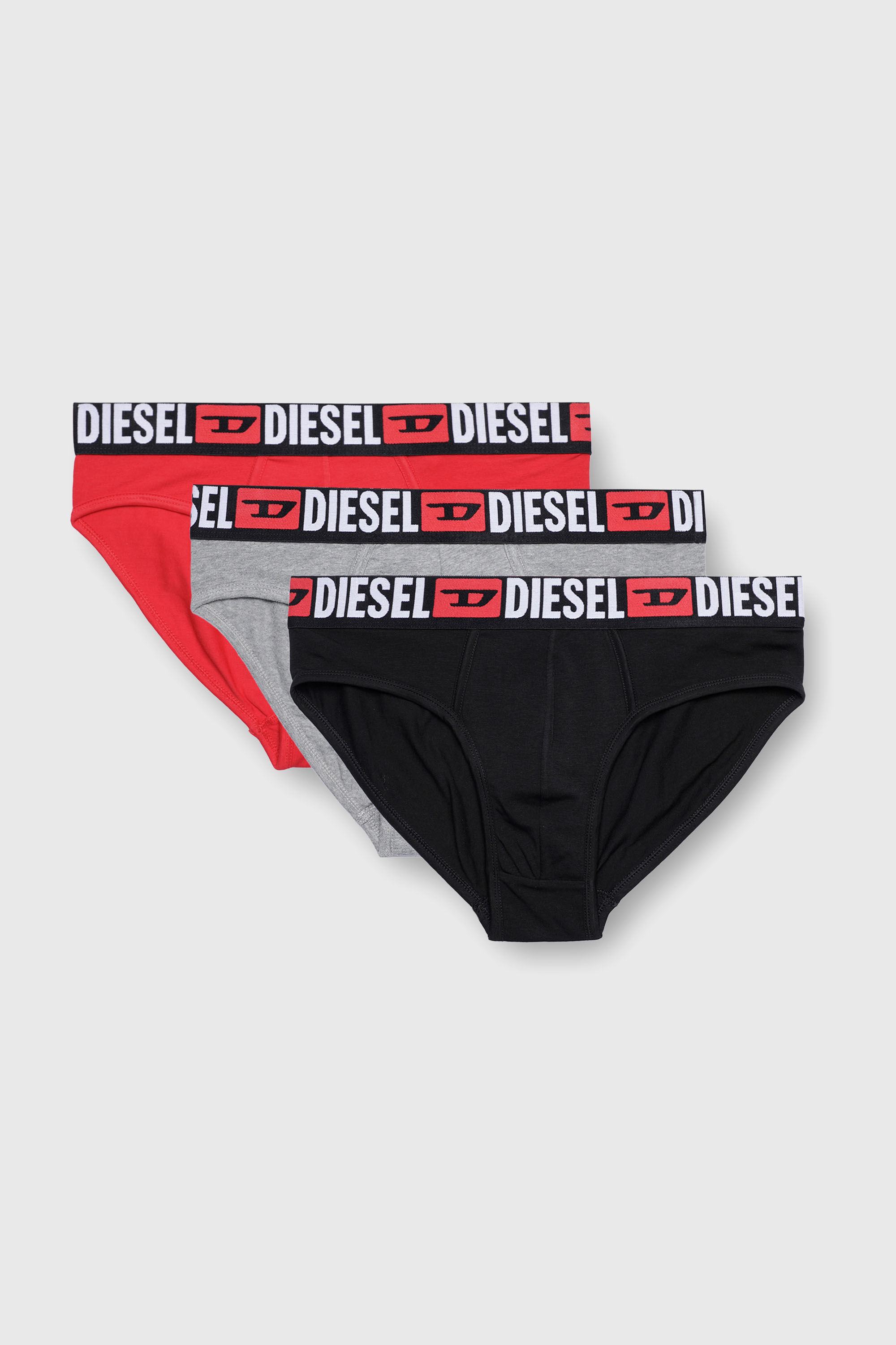 Diesel - UMBR-ANDRETHREEPACK, Man's Three-pack of solid-colour briefs in Black/Grey - 2