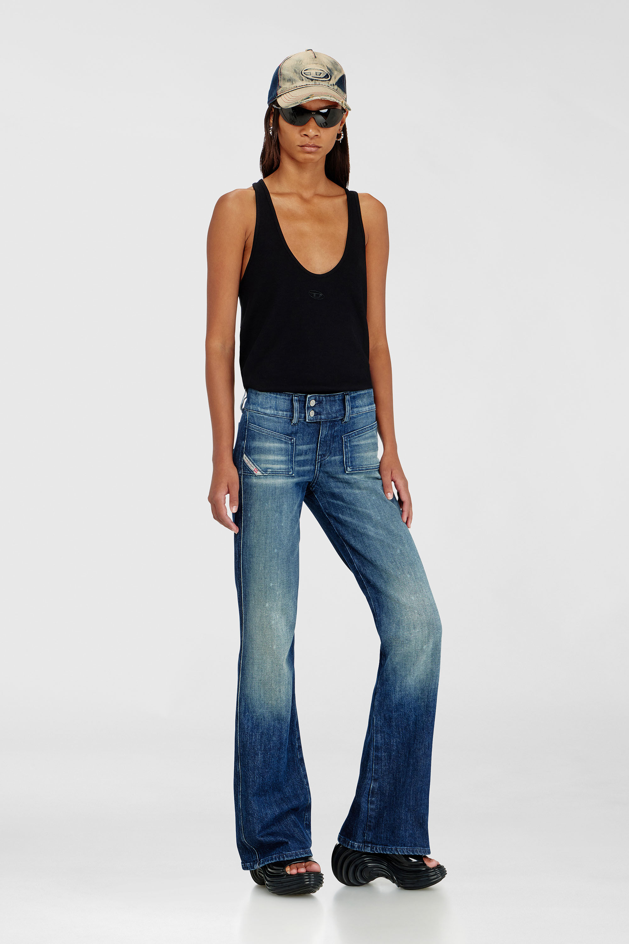Women's Platform mule in Melflex® | Black | Diesel {{Country}}