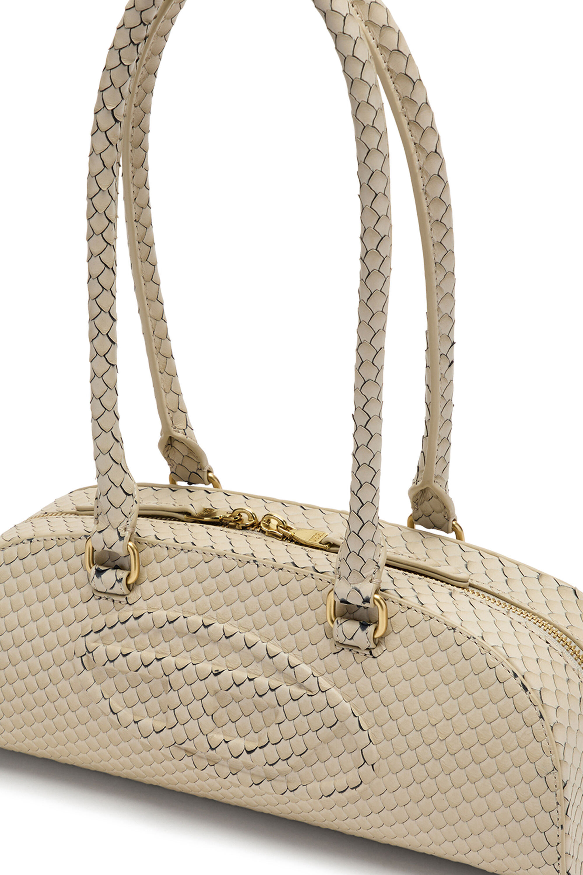Diesel - 1DR DOME SHOULDER EW, Woman's 1DR Dome-Elongated bowling bag in textured leather in Beige - 4