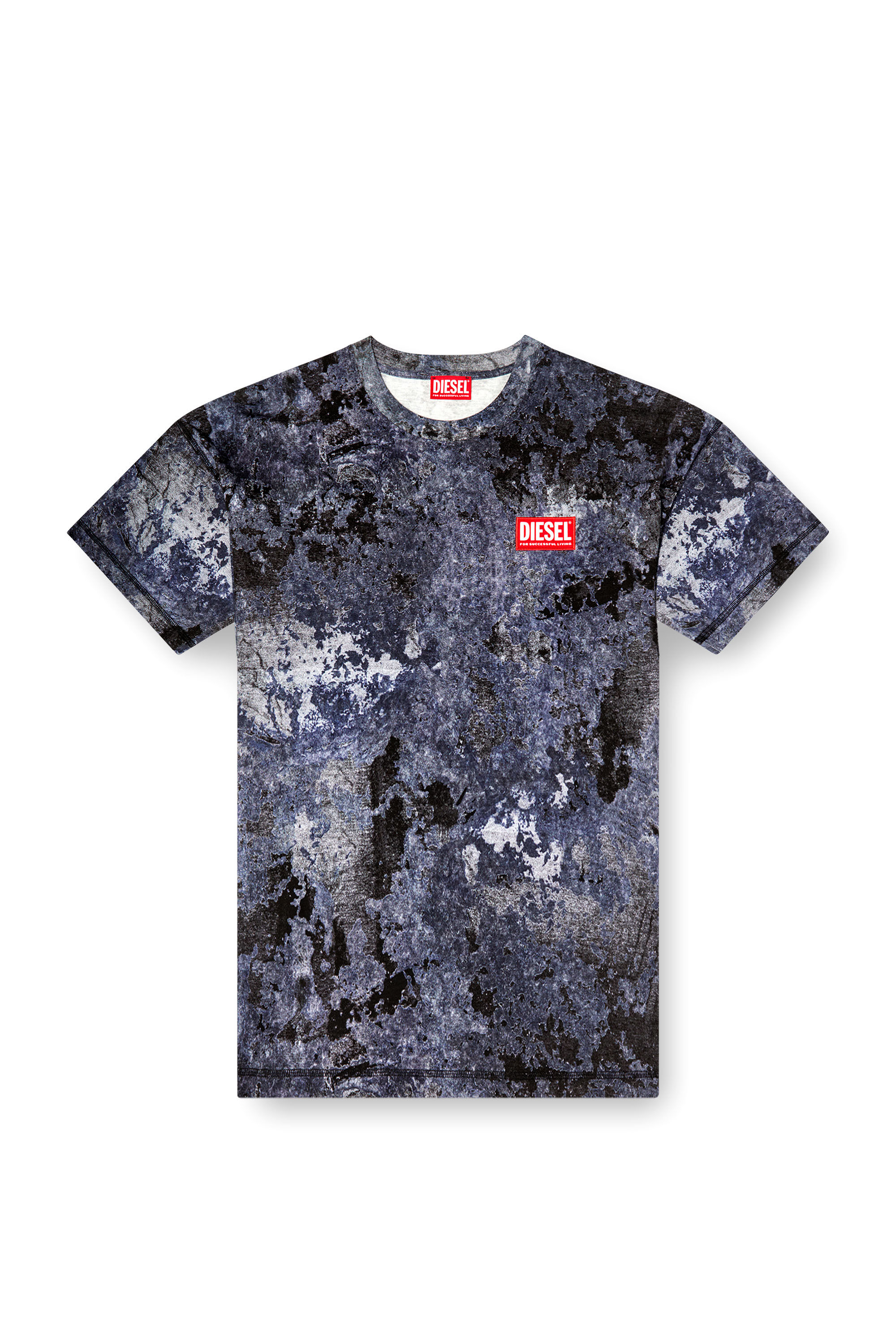 Diesel - T-BOXT-R12, Man's Marble-effect burnout T-shirt in Blue - 2