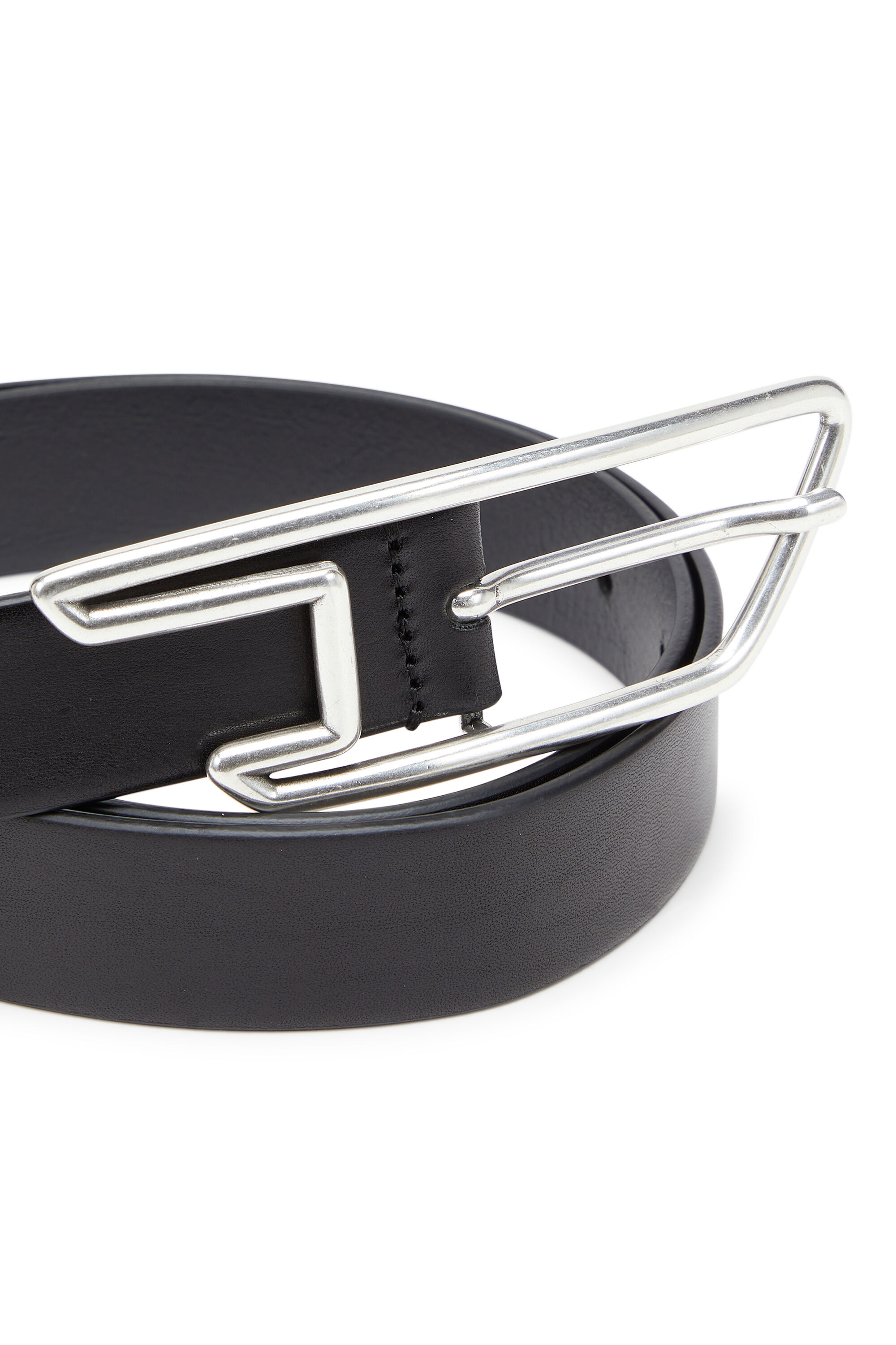 Women's 3cm leather belt with D-logo buckle | Black | Diesel