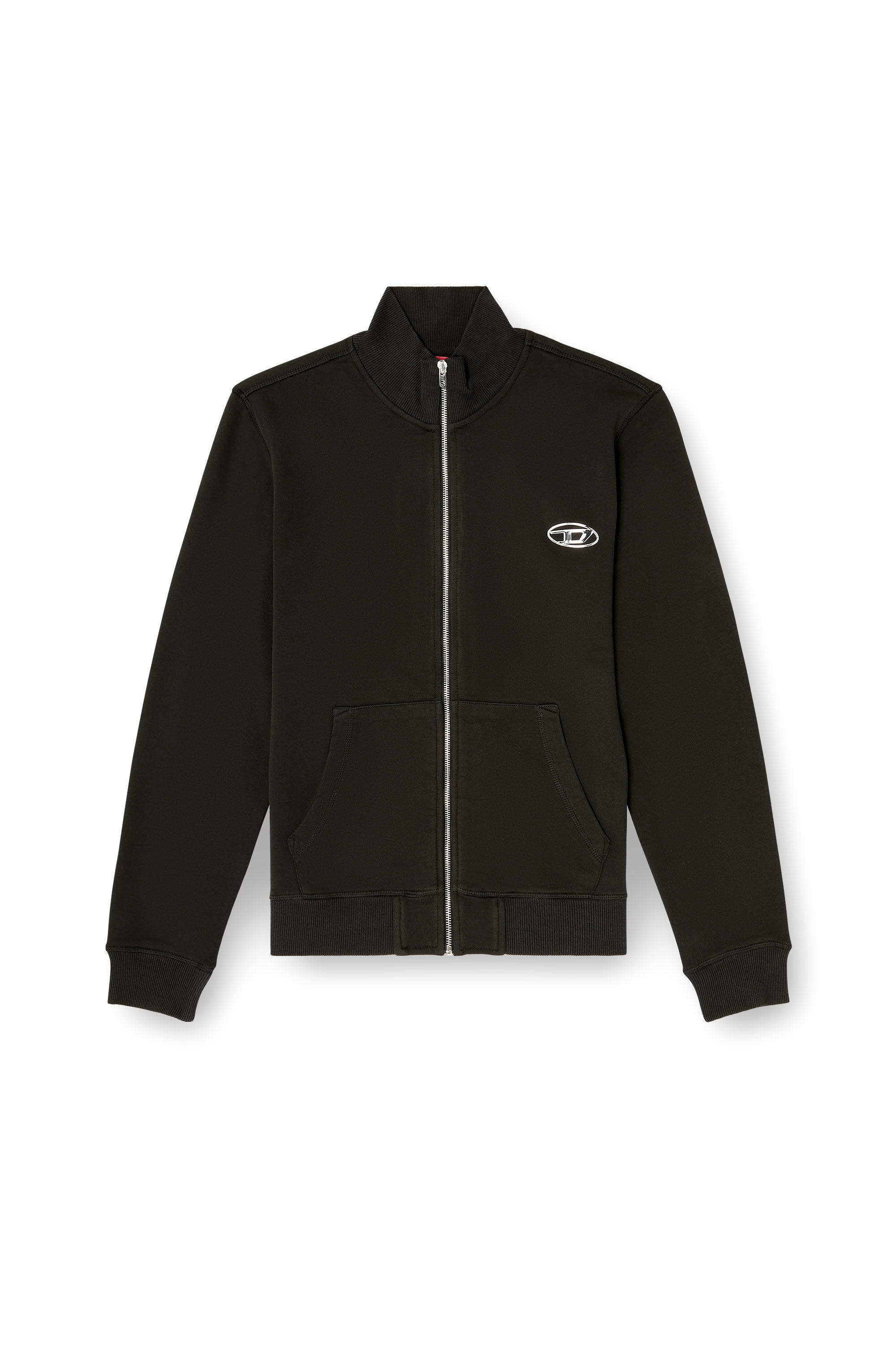 Men's Wweatshirt with mock neck and metallic Oval D | Black | Diesel