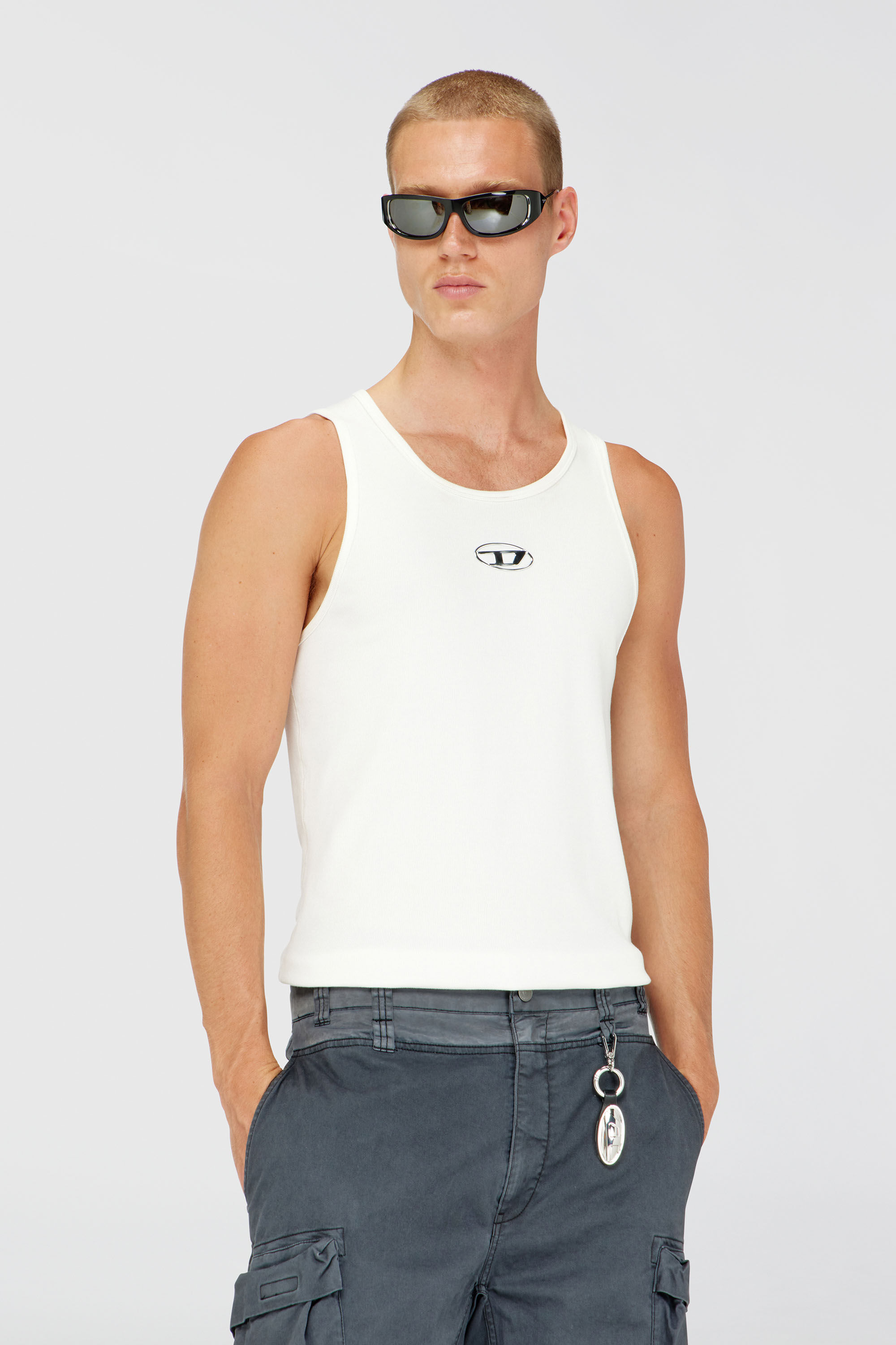 Diesel - T-LIFTY-IOD, Man's Cotton tank top with logo in White - 3