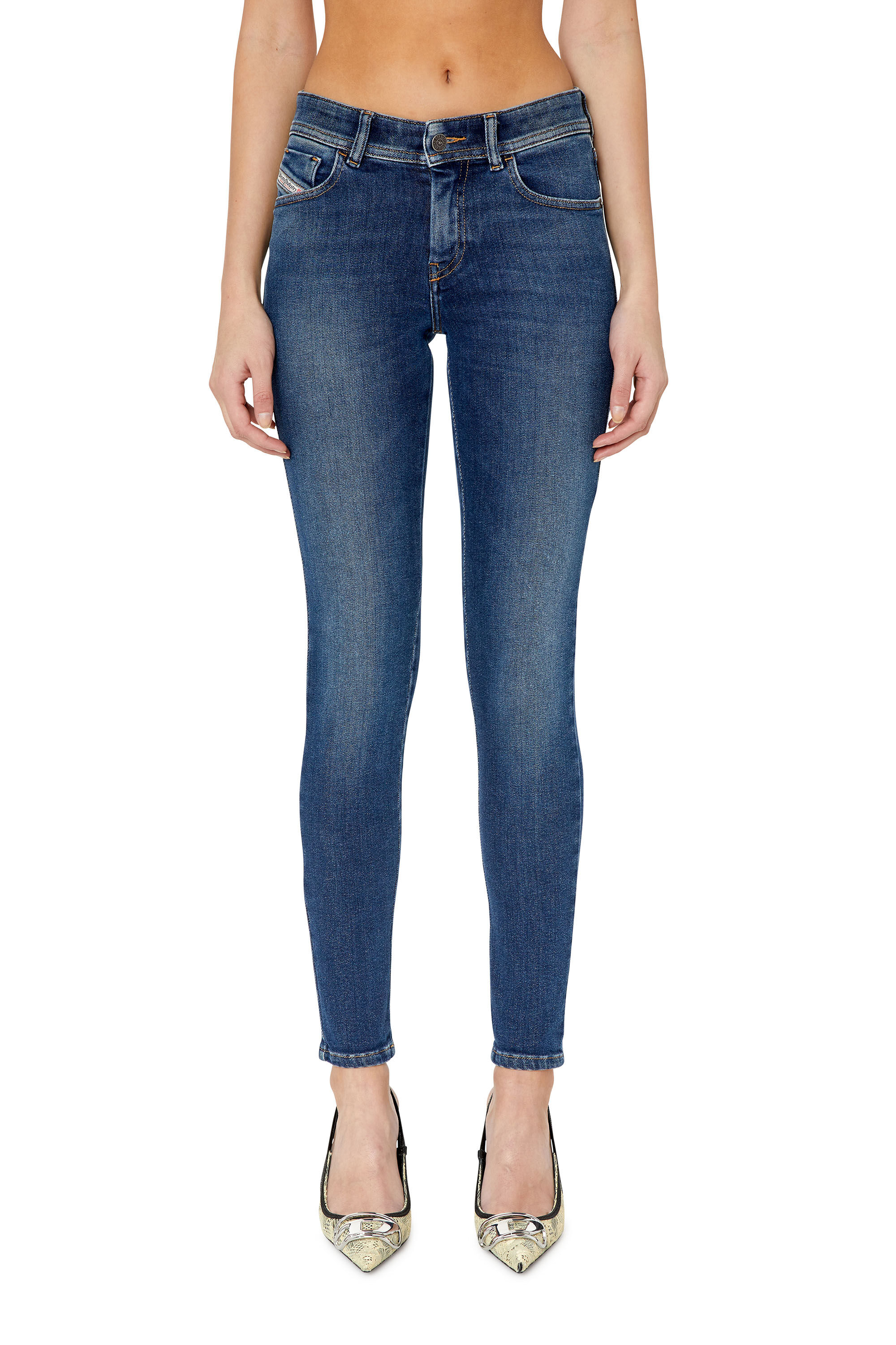 Diesel - 2017 Slandy 09E97 Super skinny Jeans, Dark Blue - Image 3