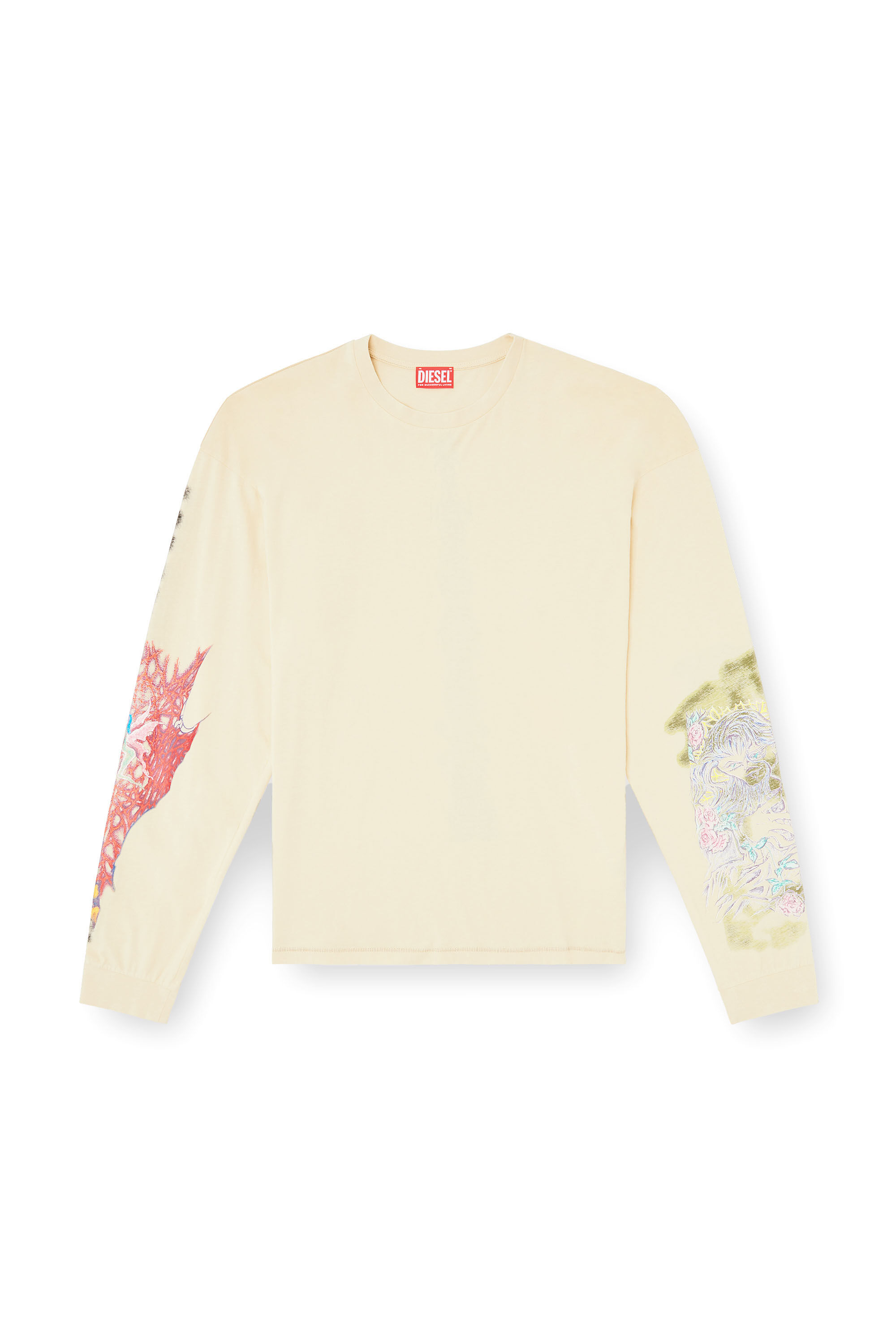 Diesel - T-BOXT-LS-R4, Man's Long-sleeve T-shirt with printed graphics in Beige - 2