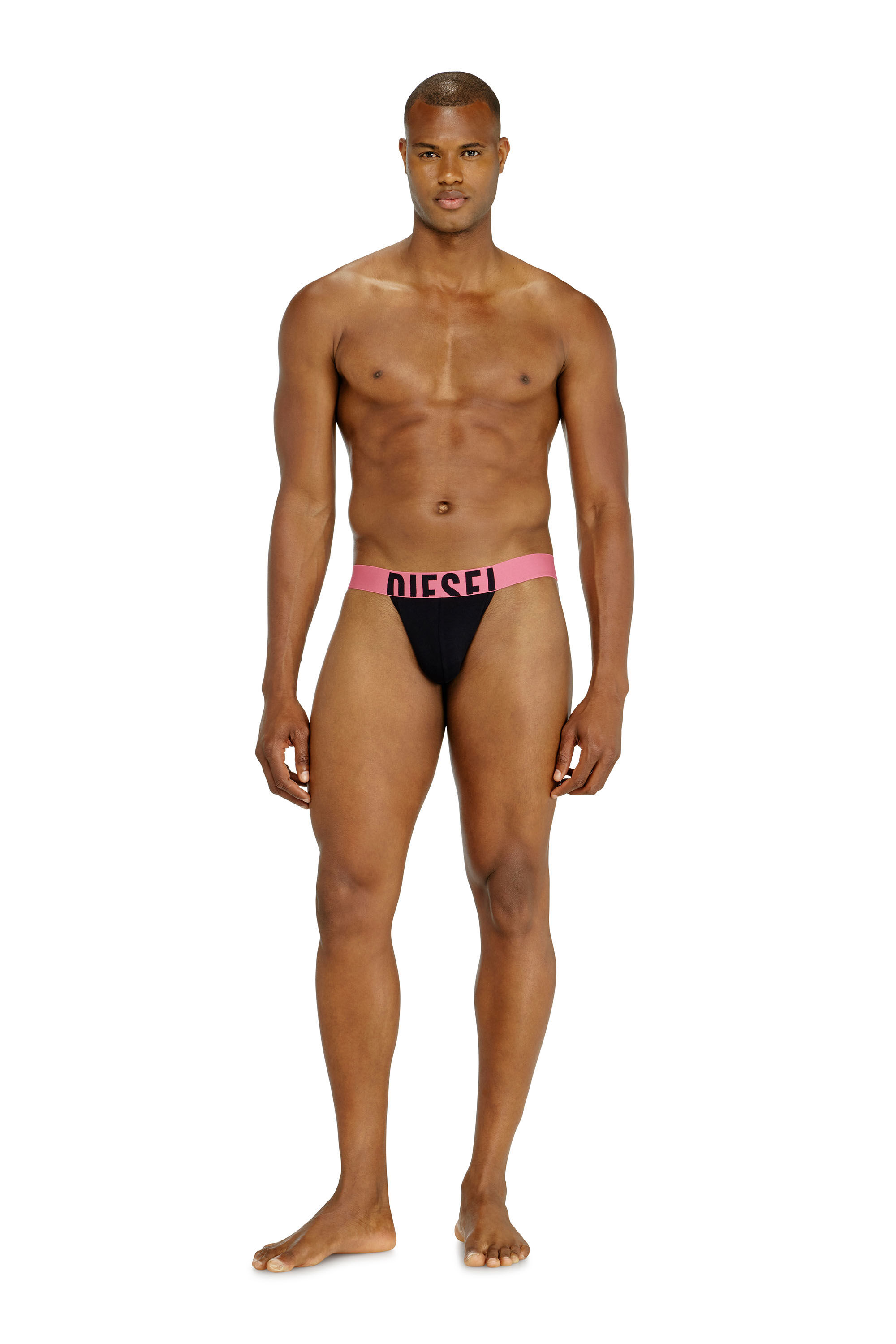 Diesel - FRITZ-D-POP-3PACK, Man's Three-pack thongs with bold logo waistband in Black/Pink - 2