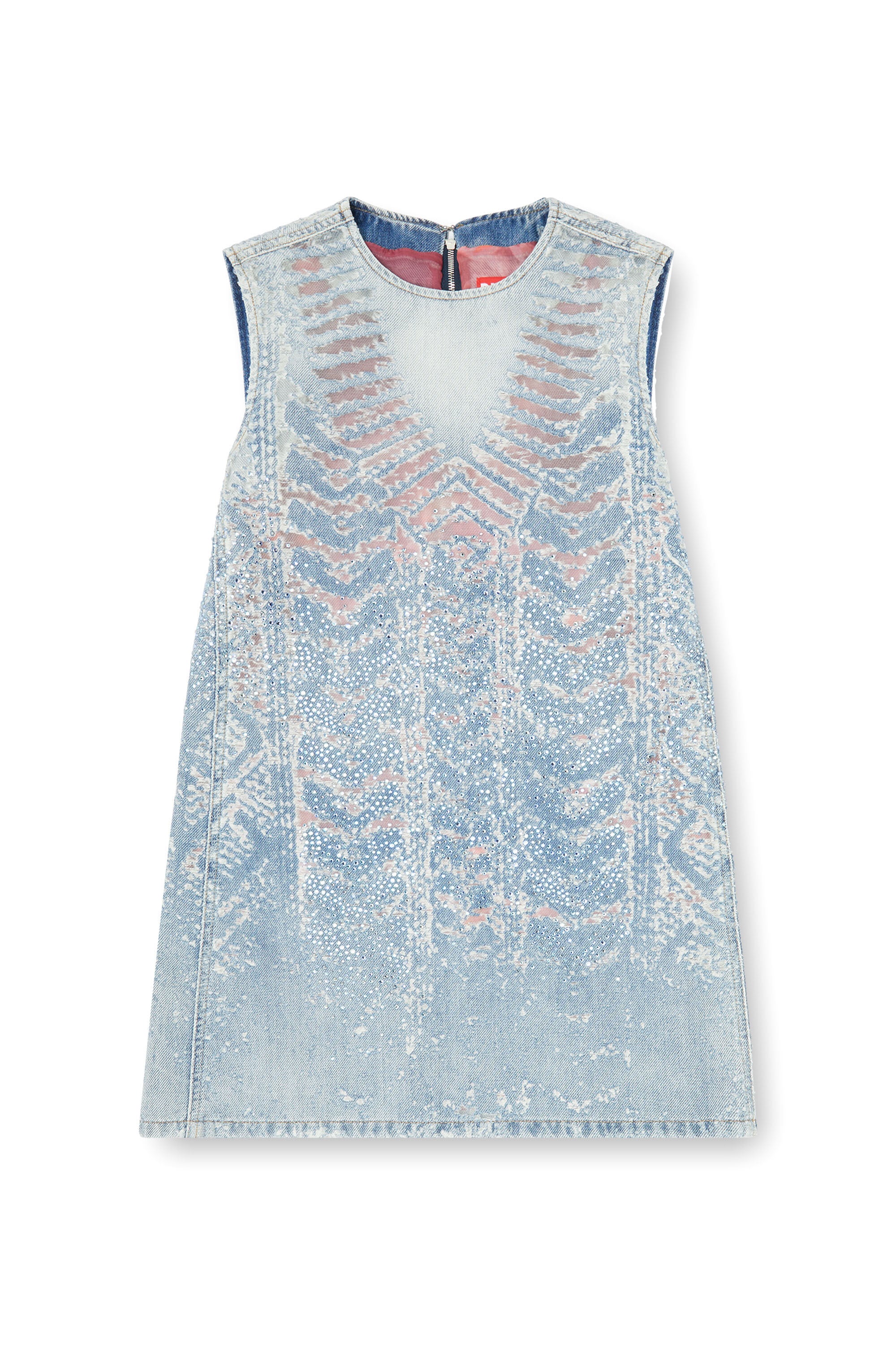 Diesel - DE-MYRELA-S, Woman's Mini dress in microstone devor&eacute; denim in null - 2