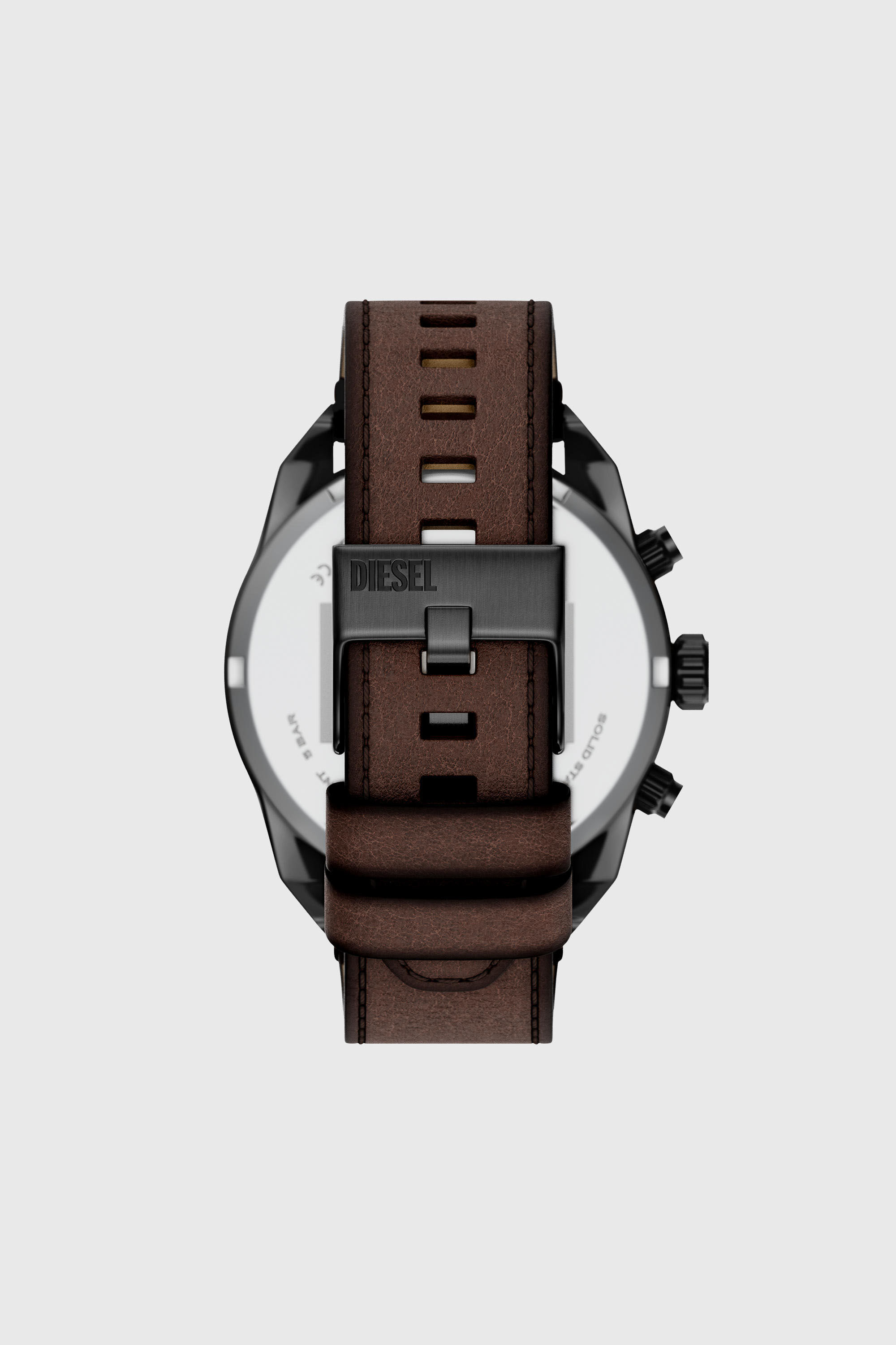 Diesel - DZ4735 WATCH, Man's Spiked brown leather watch in Brown - 3
