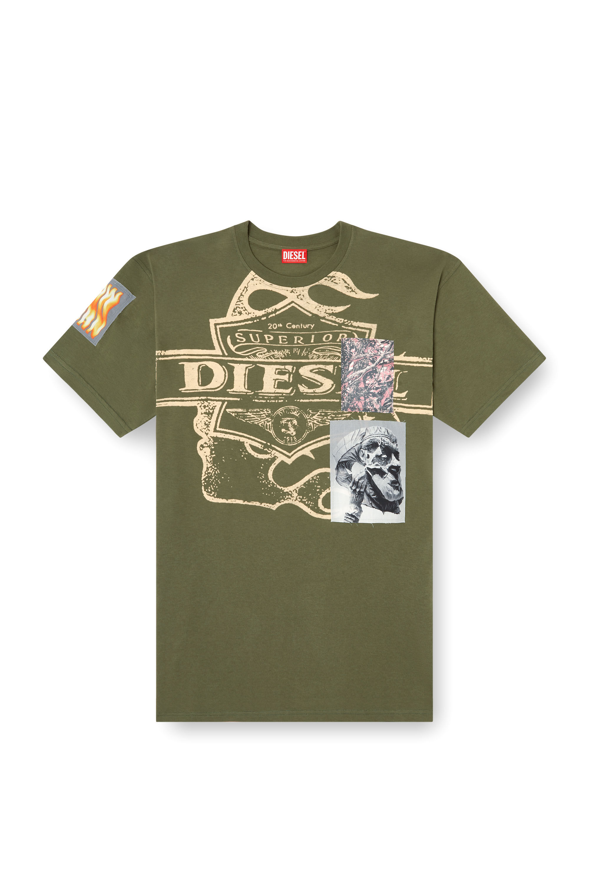 Men's T-shirt with patch detail | Green | Diesel
