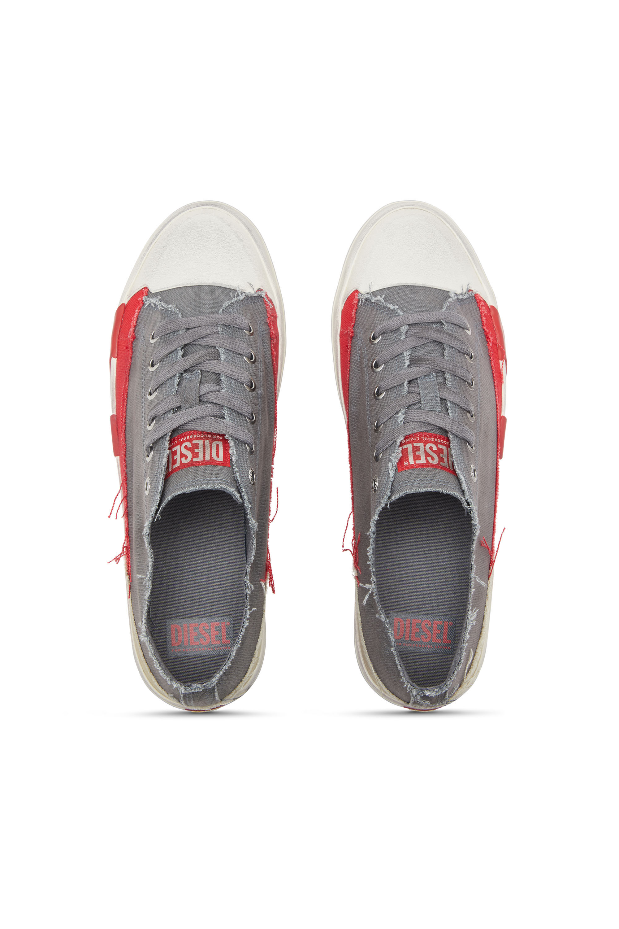 【DIESEL】S-D-Verse Low Grey Men's S-D-Verse-Dirty-effect canvas sneakers | Grey | Diesel