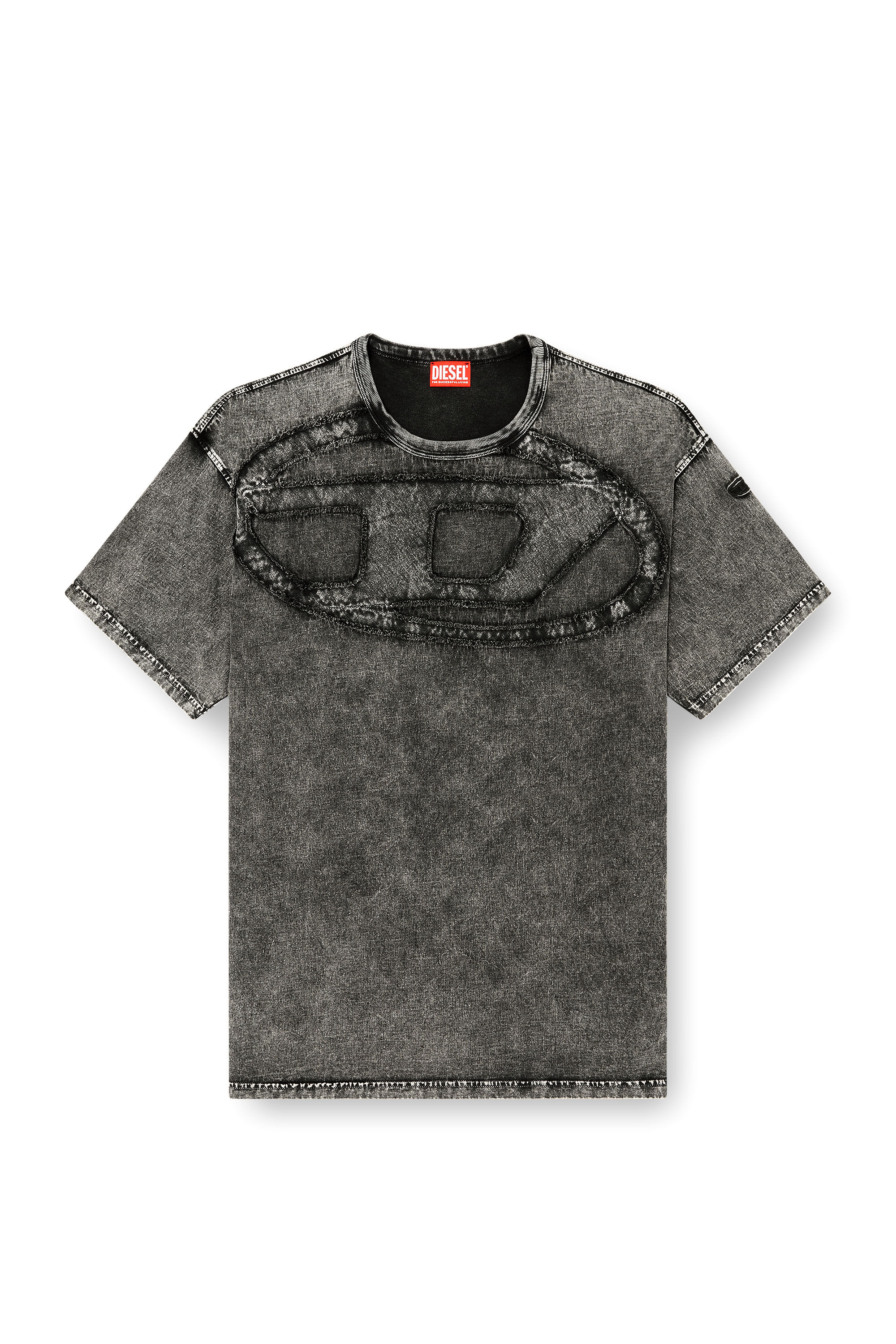 DIESEL Tシャツ Men's Relaxed cotton T-shirt with Oval D applique | Black | Diesel FI