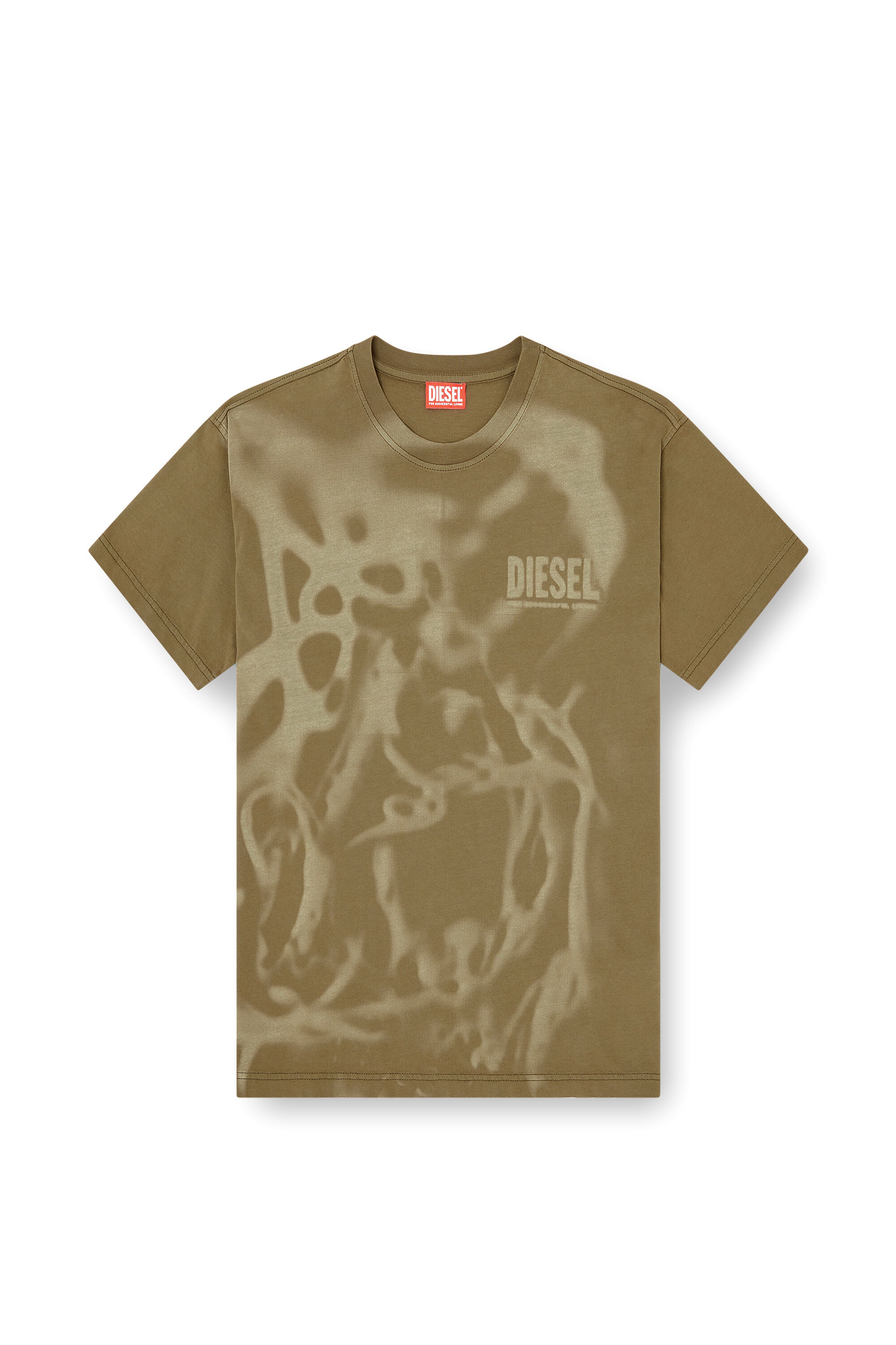 Men's Cotton T-shirt with laser print | Beige | Diesel FI