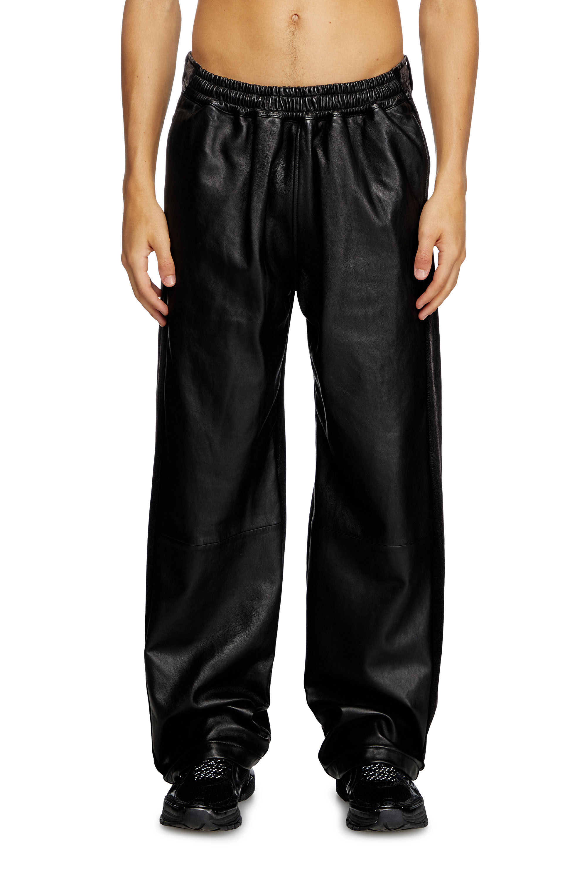 Men's Hybrid denim and leather pants | Black | Diesel