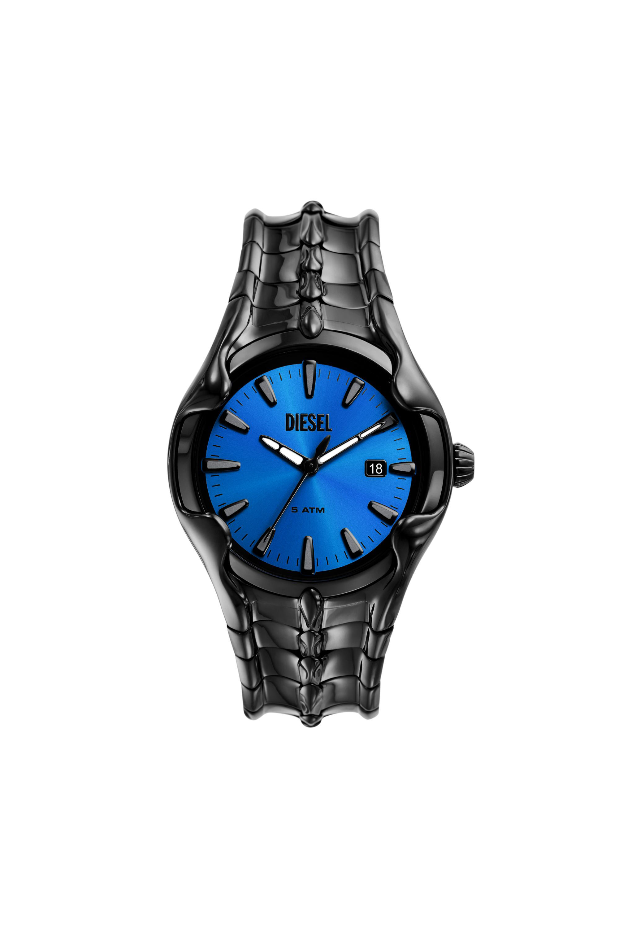 Men's Vert three-hand date black stainless steel watch