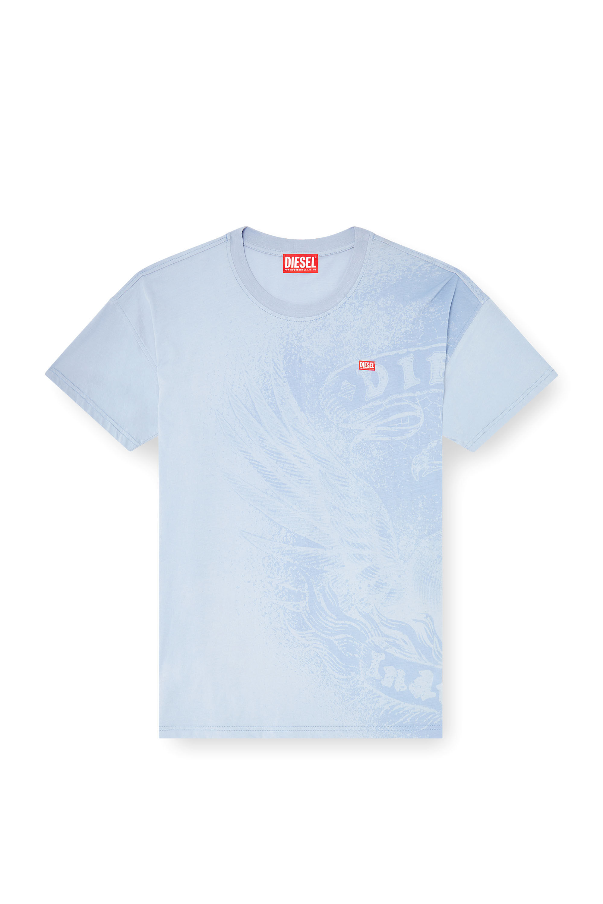 Diesel - T-BOXT-AA3, Man's Relaxed T-shirt with pigment prints in Light Blue - 2