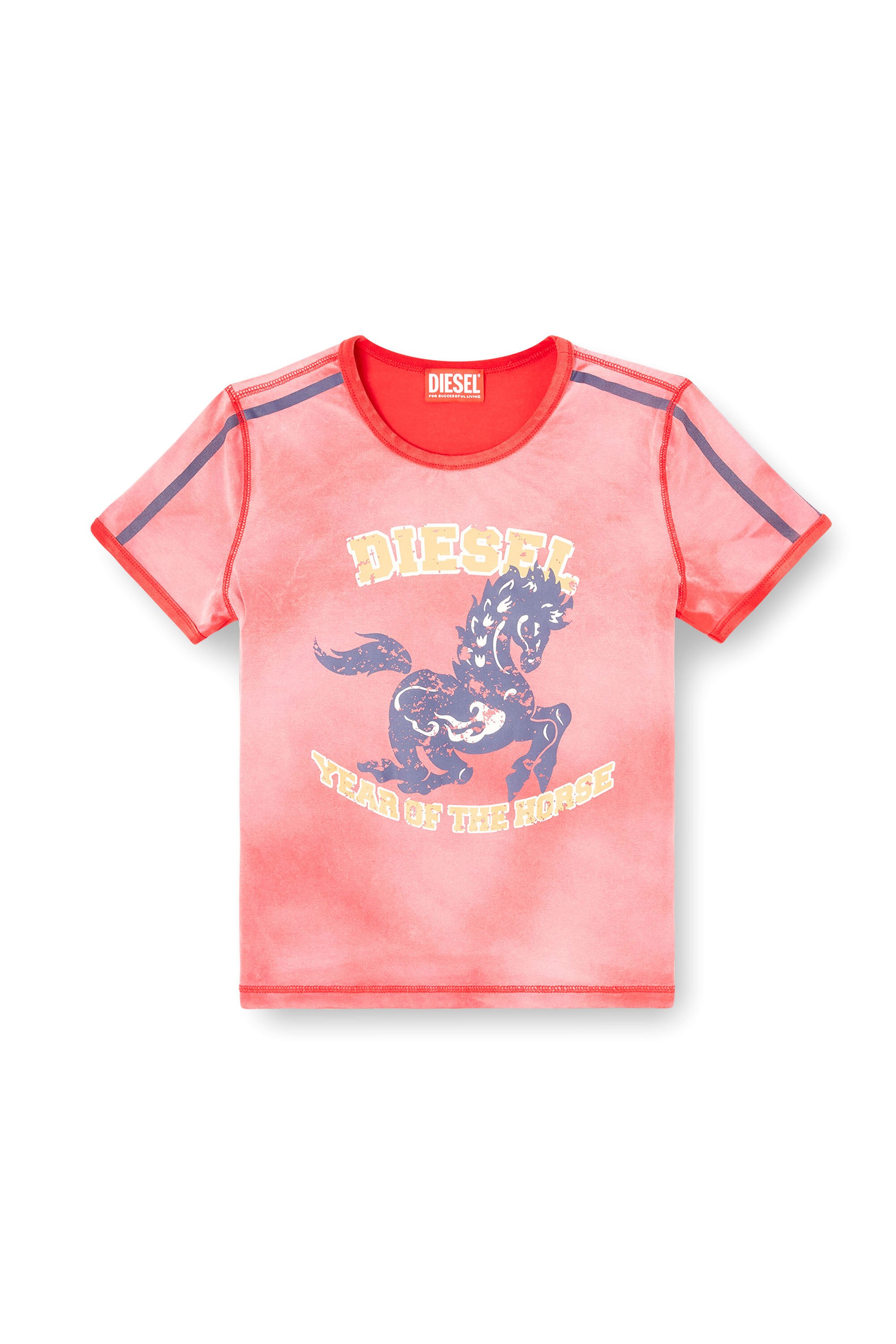 Diesel - CL-T-UNCUTIE-HORSE, Woman's Cotton stretch T-shirt with horse graphic print in Red - 2