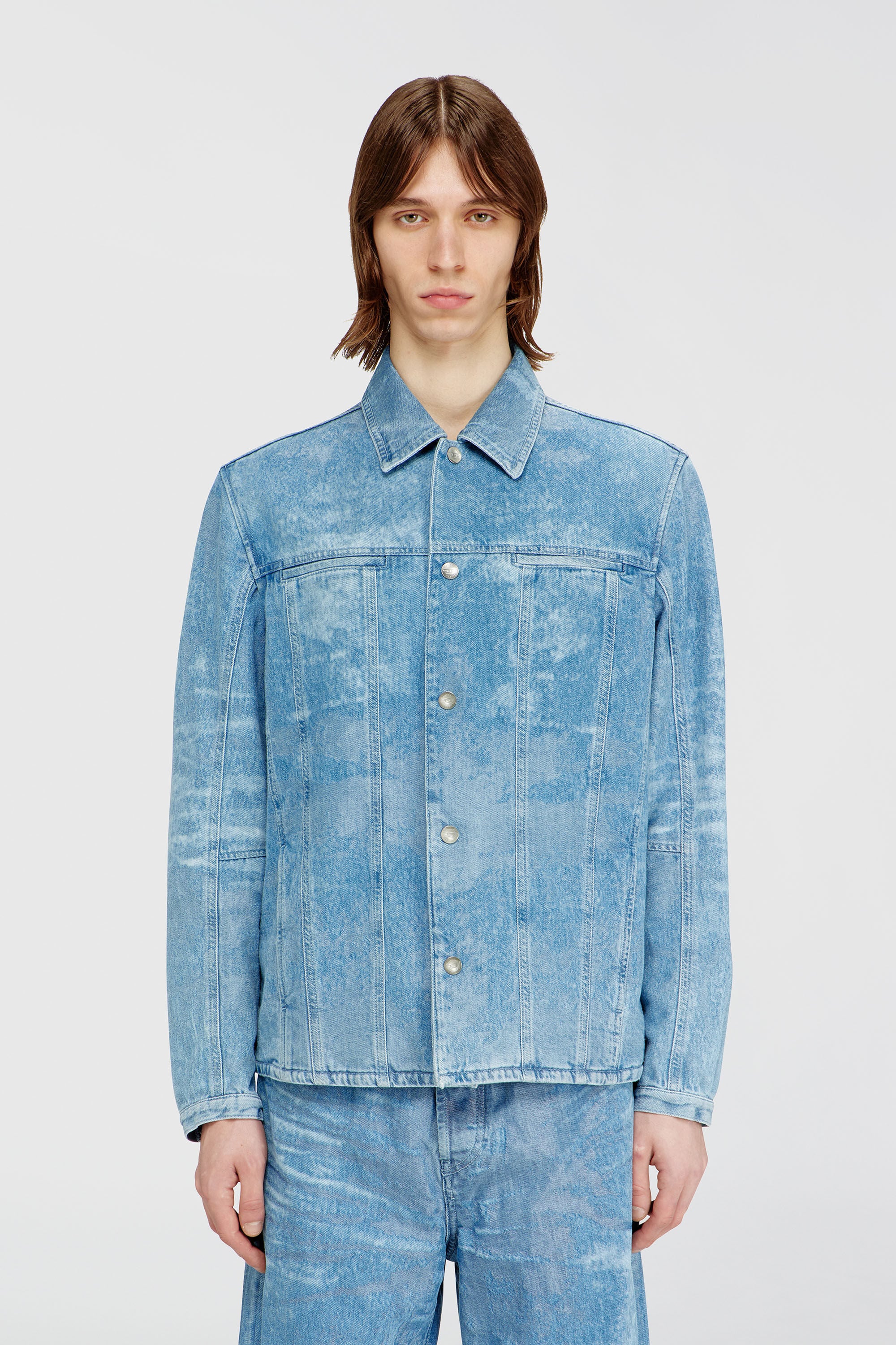 Diesel - D-SERON-FSI, Man's Jacket in satin denim in Light Blue - 3