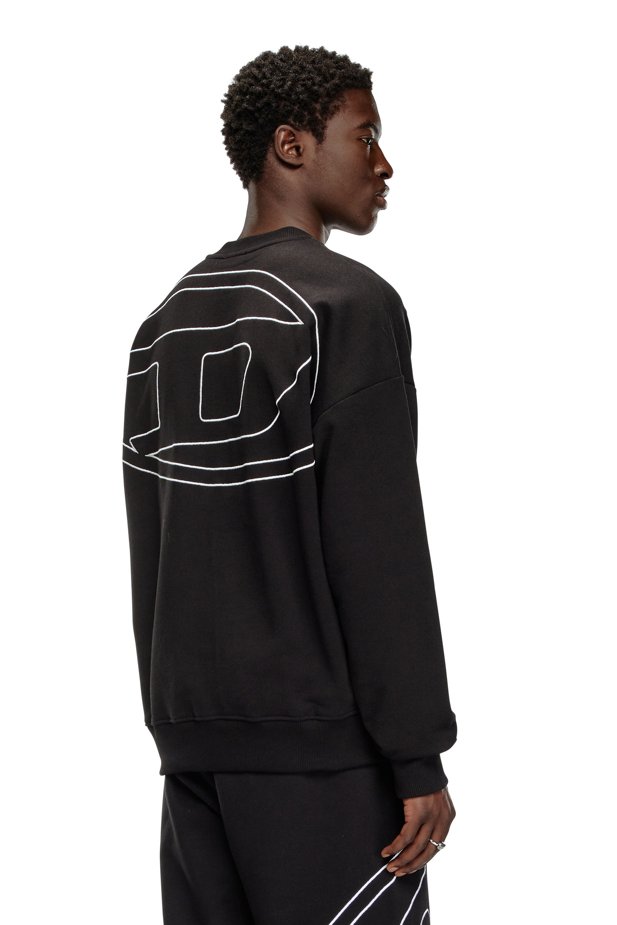 Men's Sweatshirt with logo embroidery | Black | Diesel FI