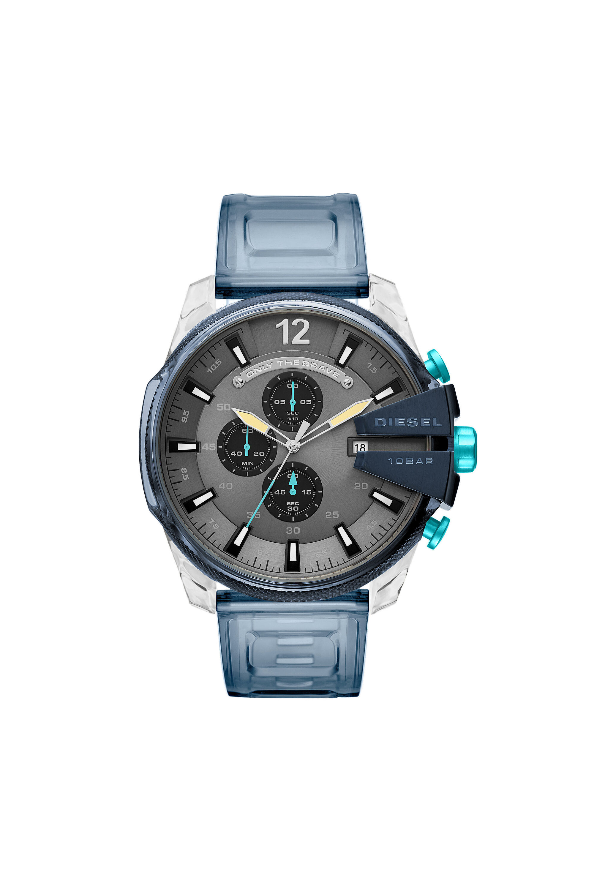 DZ4487 Man: Mega Chief chronograph watch in blue silicone | Diesel