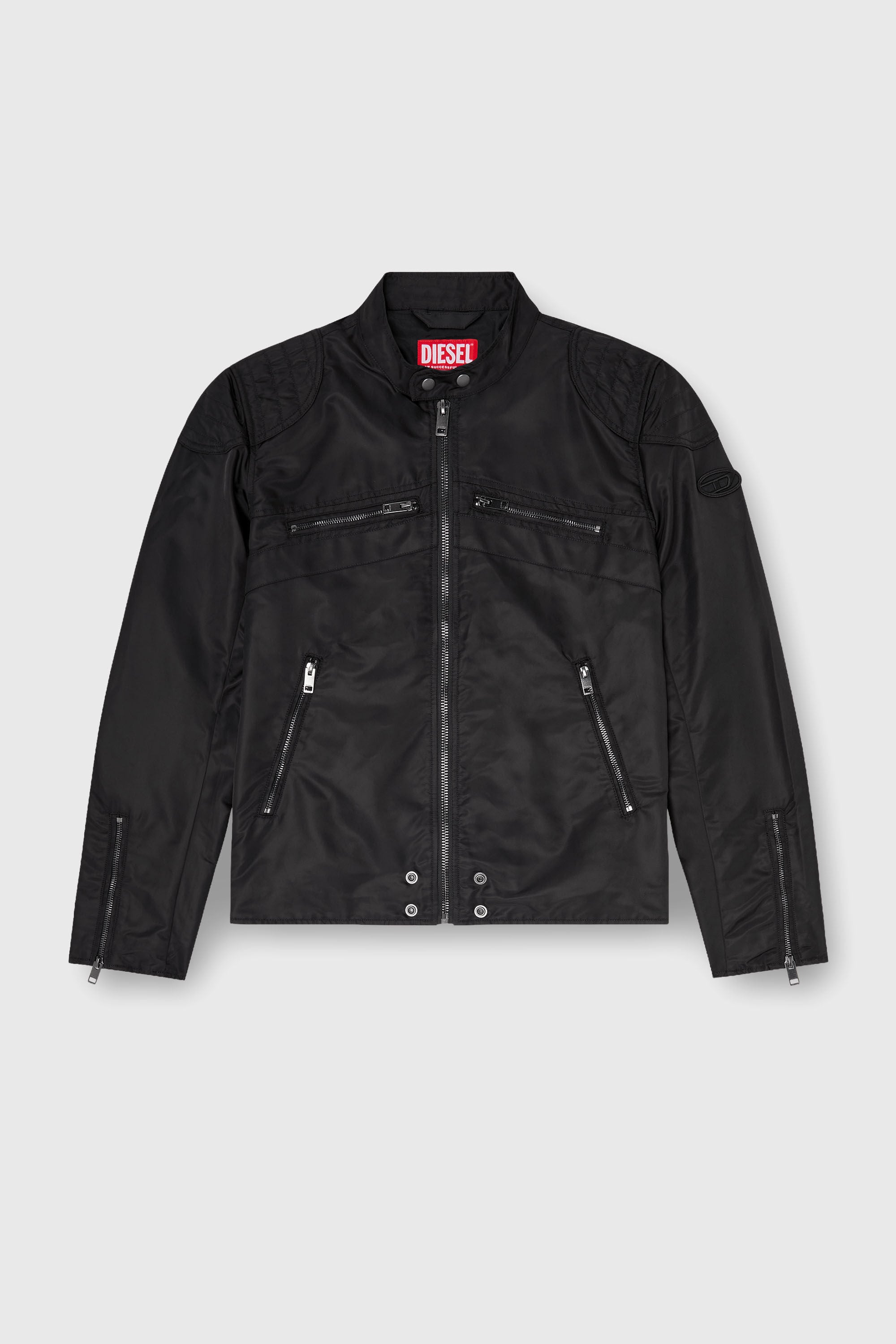 Diesel - J-GLORY-T92, Man's Nylon jacket with quilted shoulders and zip pockets in Black - 2