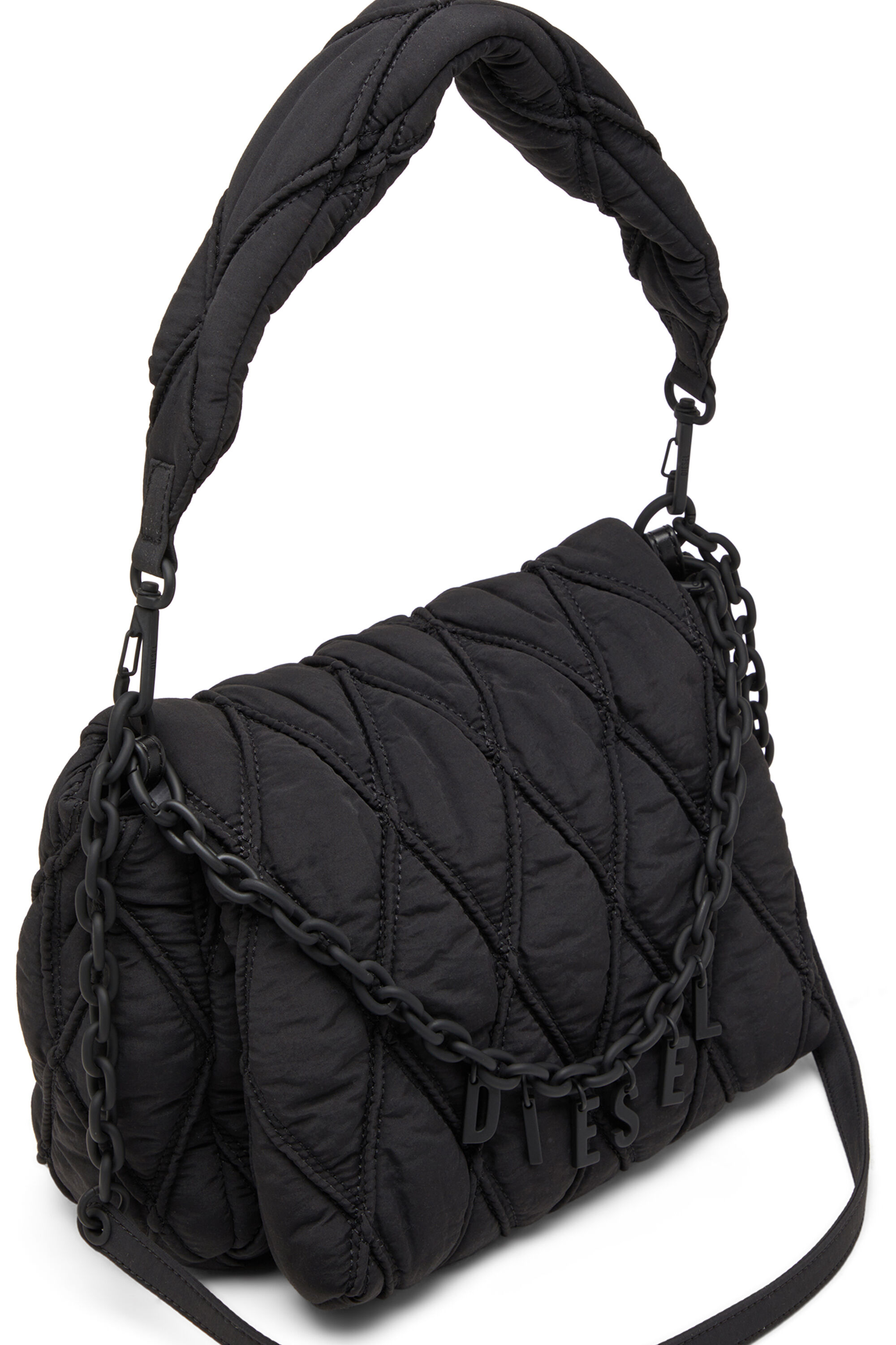 美品 DIESEL Charm-D Shoulder bag セブチ ブラック Women's Charm-D-Shoulder bag in quilted nylon | Black | Diesel