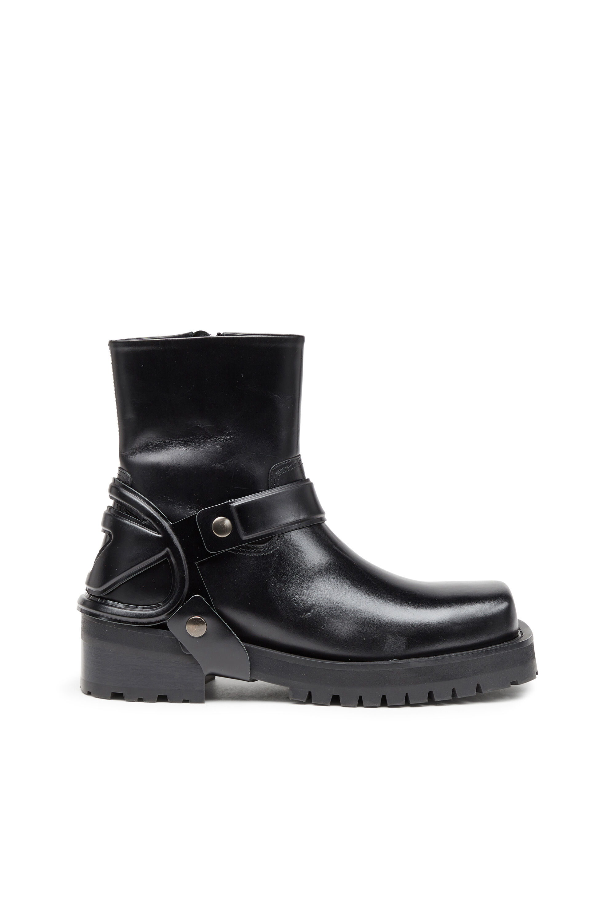Men s D Texan Harness boots in polished leather Black Diesel