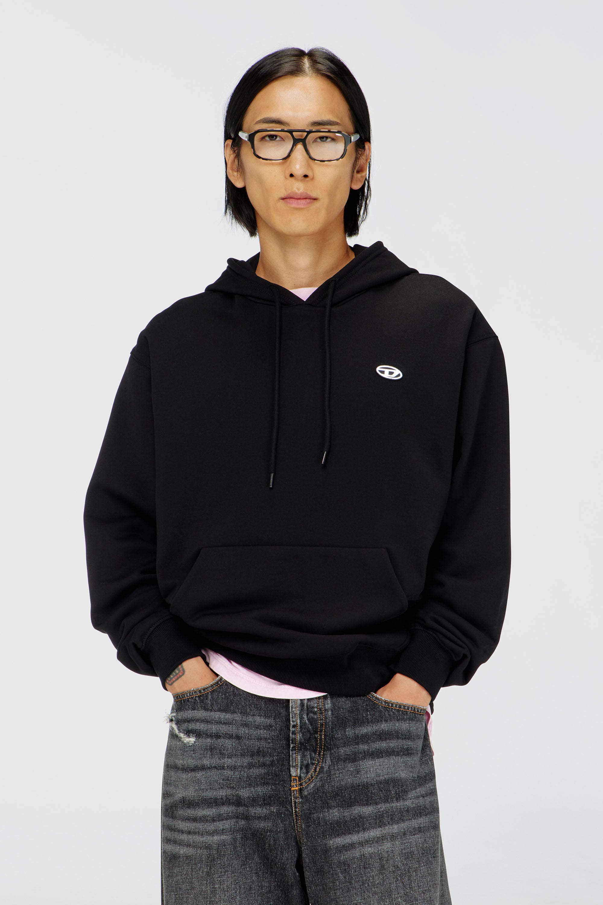 Diesel - S-LUK-H-MOON-T92, Man's Hoodie with Oval D logo in Black - 3