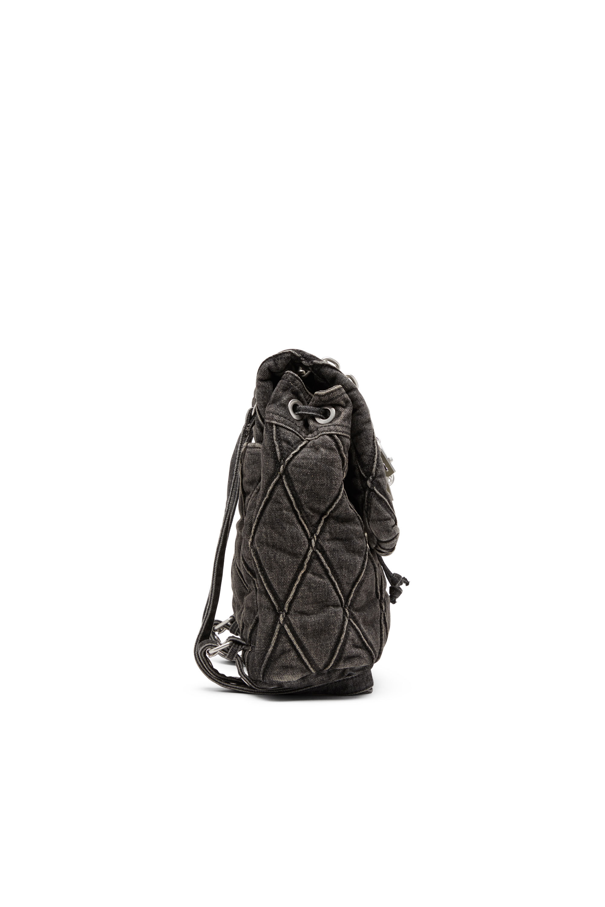 DIESEL☆ Charm-D S-Backpack in Argyle quilted denim ブラック Women's Charm-D S-Backpack in Argyle quilted denim | Black