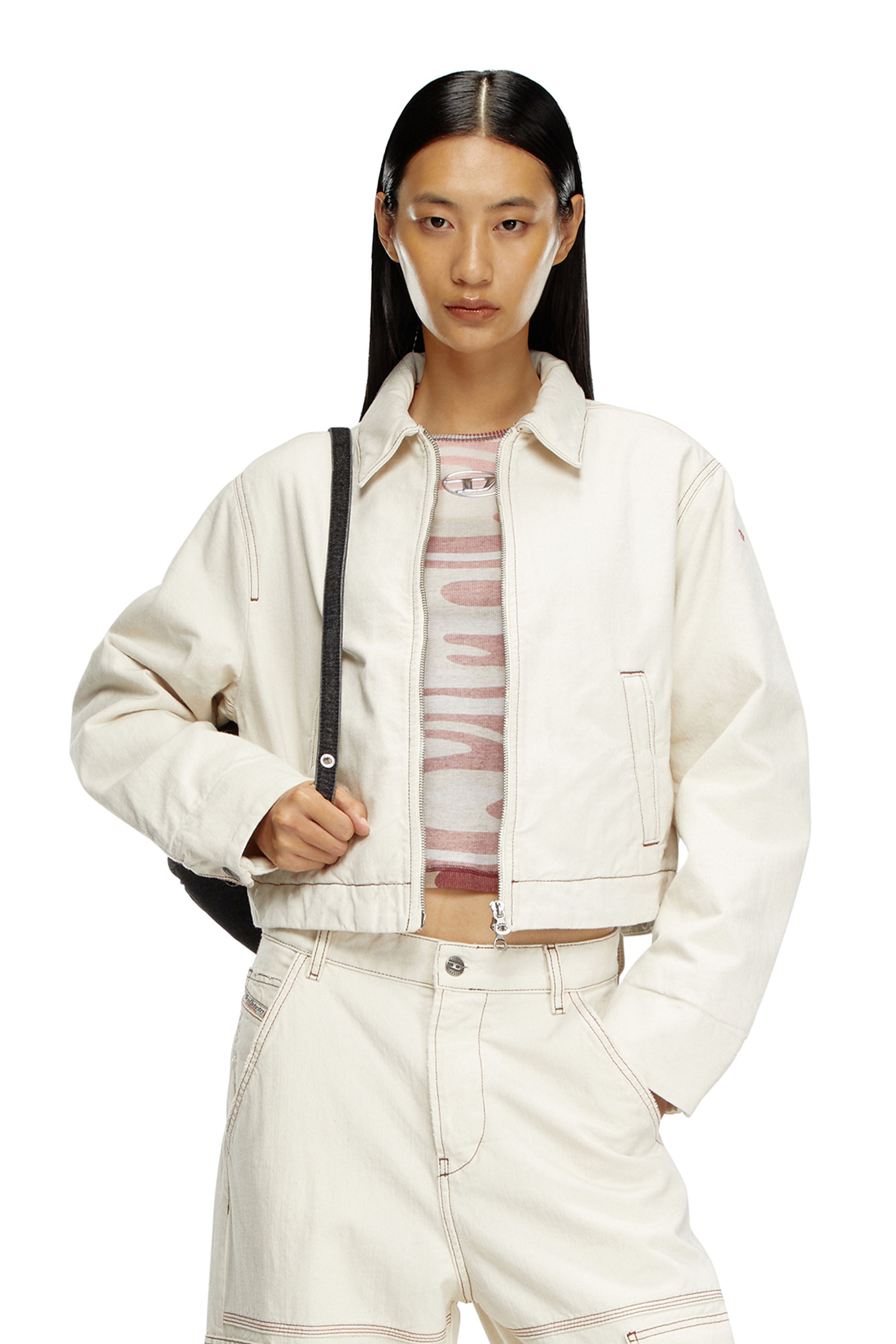 Diesel white denim jacket hotsell