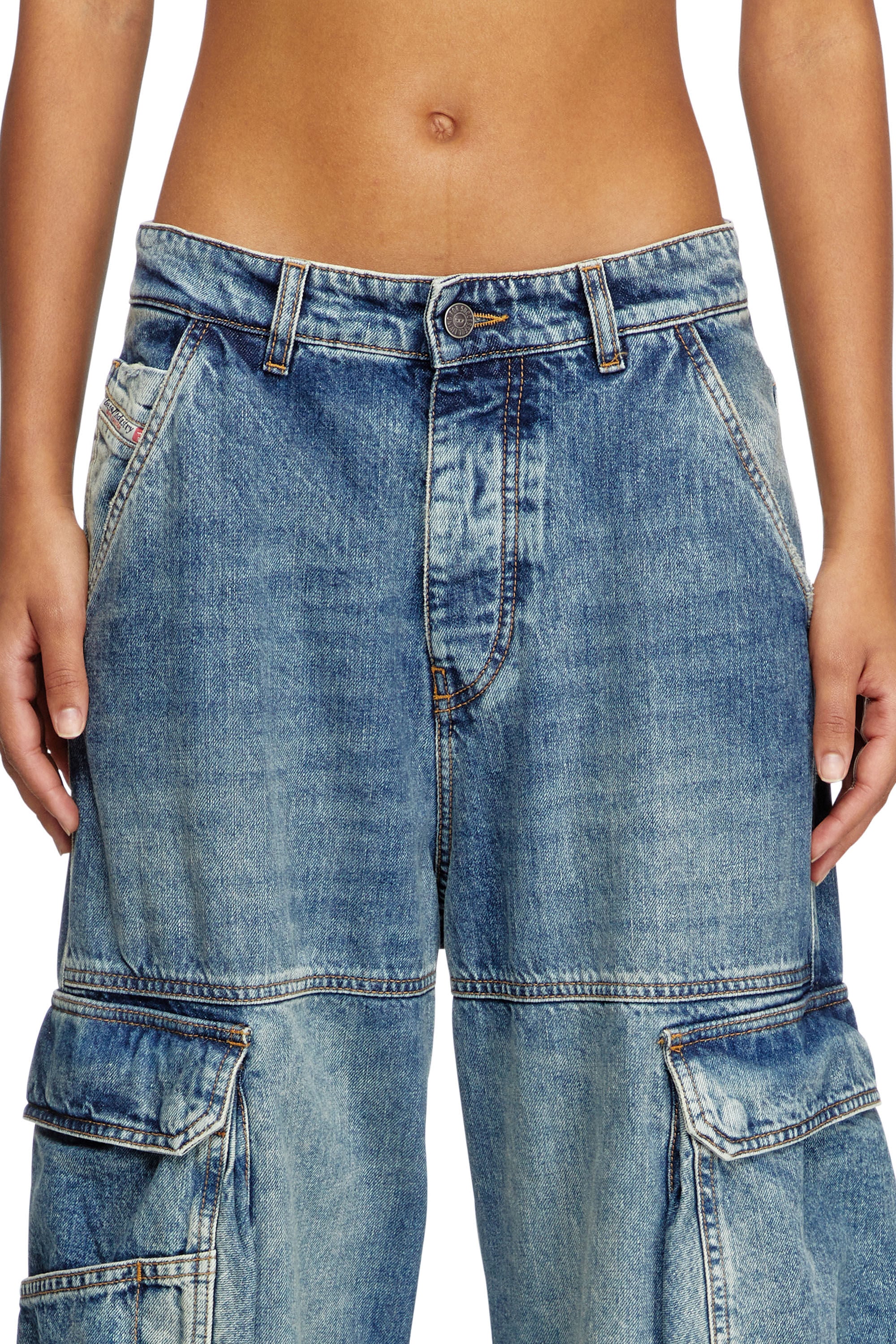 パンツ Diesel Relaxed Jeans 1996 D-Sire 0nlax 1996 D-Sire Women: Cargo Jeans with pockets, medium blue | Diesel