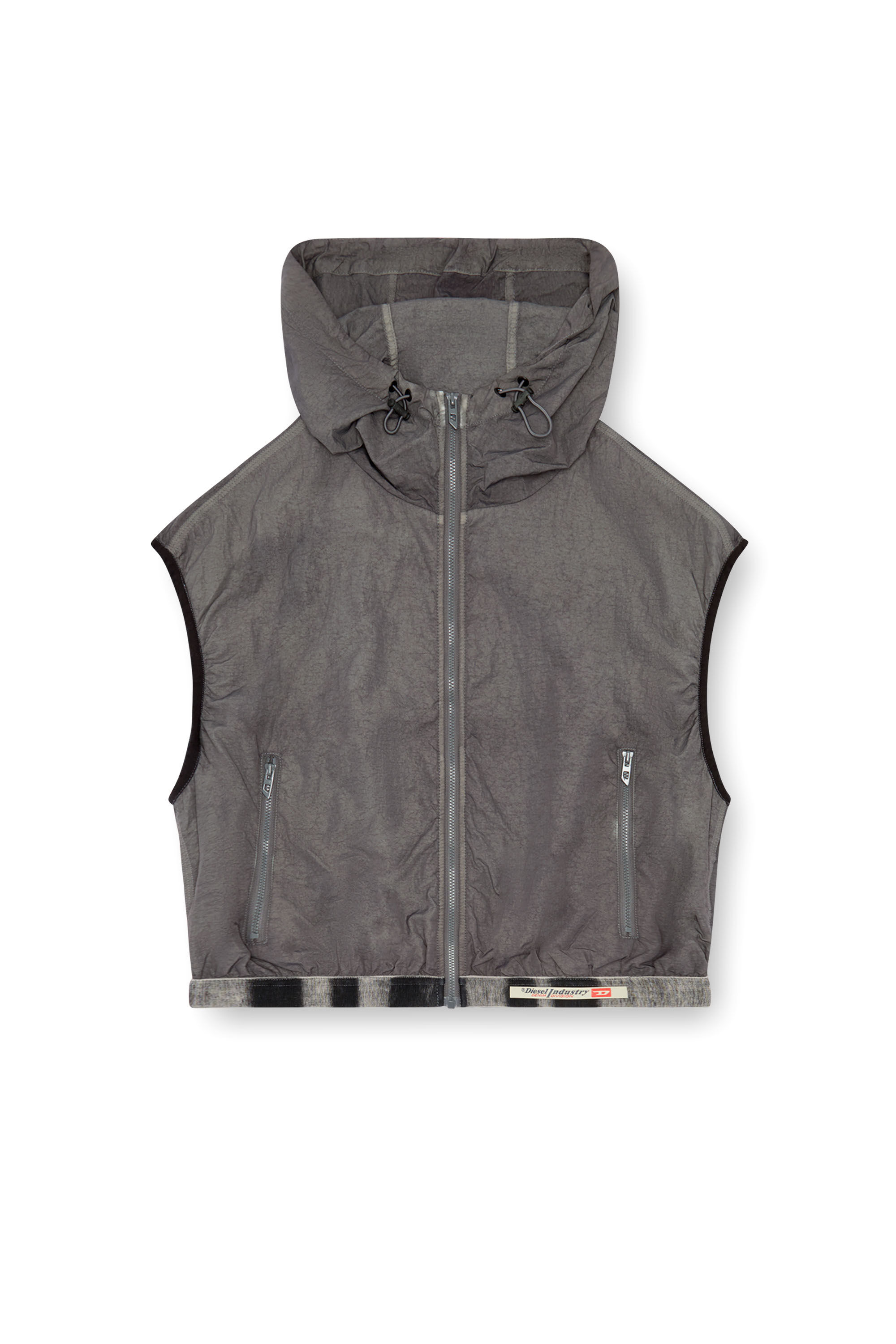 Women s Hooded vest in recycled nylon Grey Diesel
