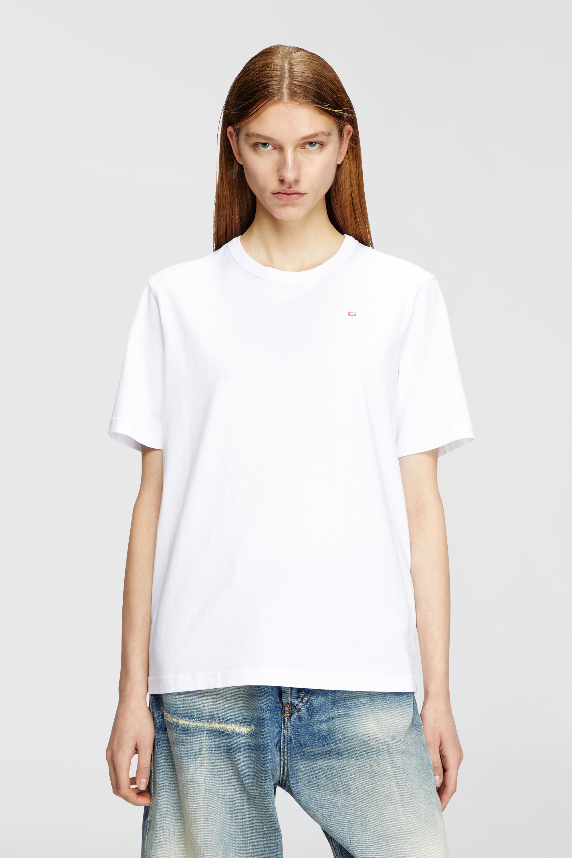 Diesel - T-ADJUST-MICRODIV, Unisex's T-shirt with micro-embroidered logo in White - 5