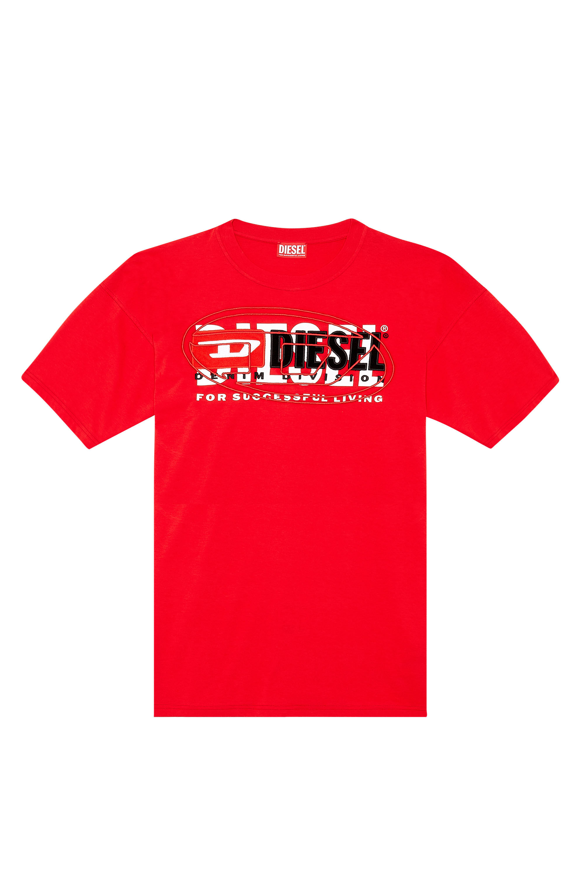 Men's T-shirt with layered logos | Red | Diesel