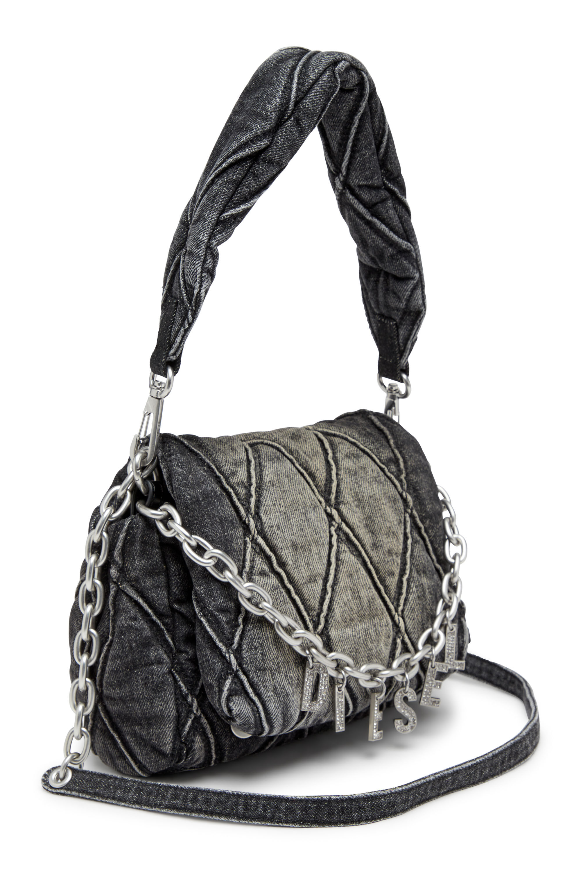 Women's Charm-D S-Small shoulder bag in quilted denim